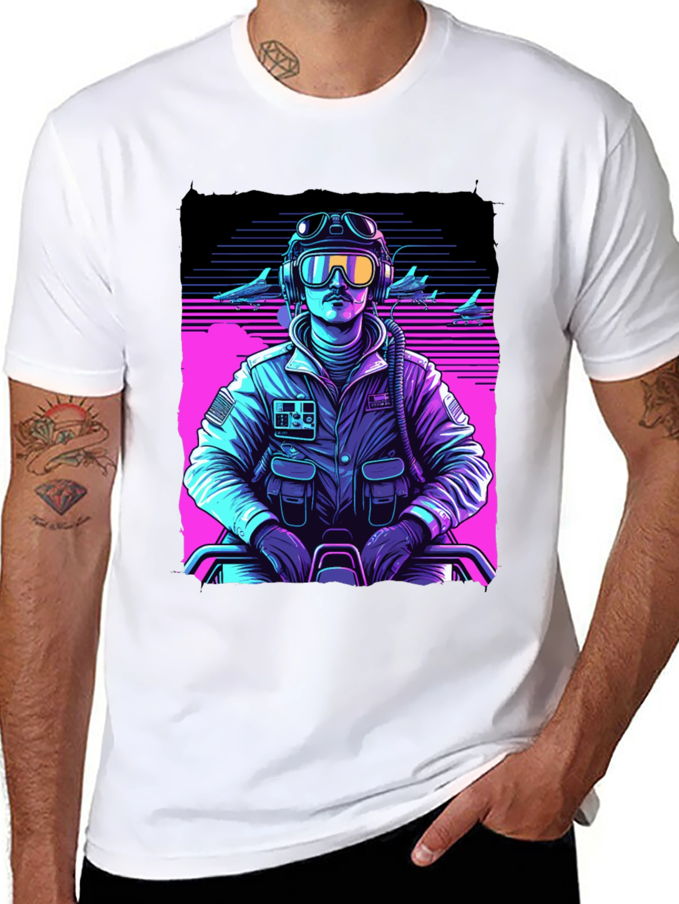 Retro Pilot Graphic Tee - 80s Inspired Design