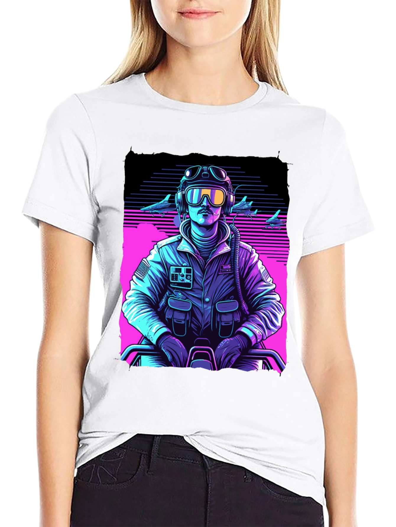 Retro Pilot Graphic Tee - 80s Inspired Design