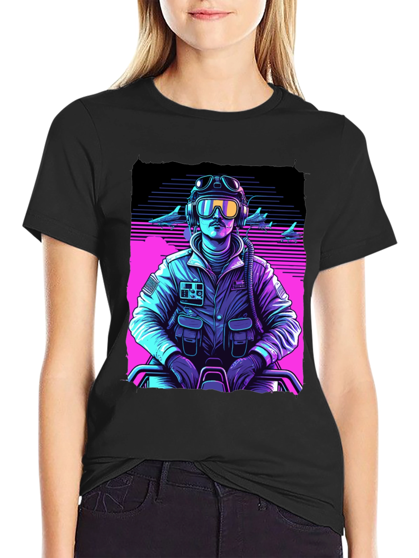 Retro Pilot Graphic Tee - 80s Inspired Design