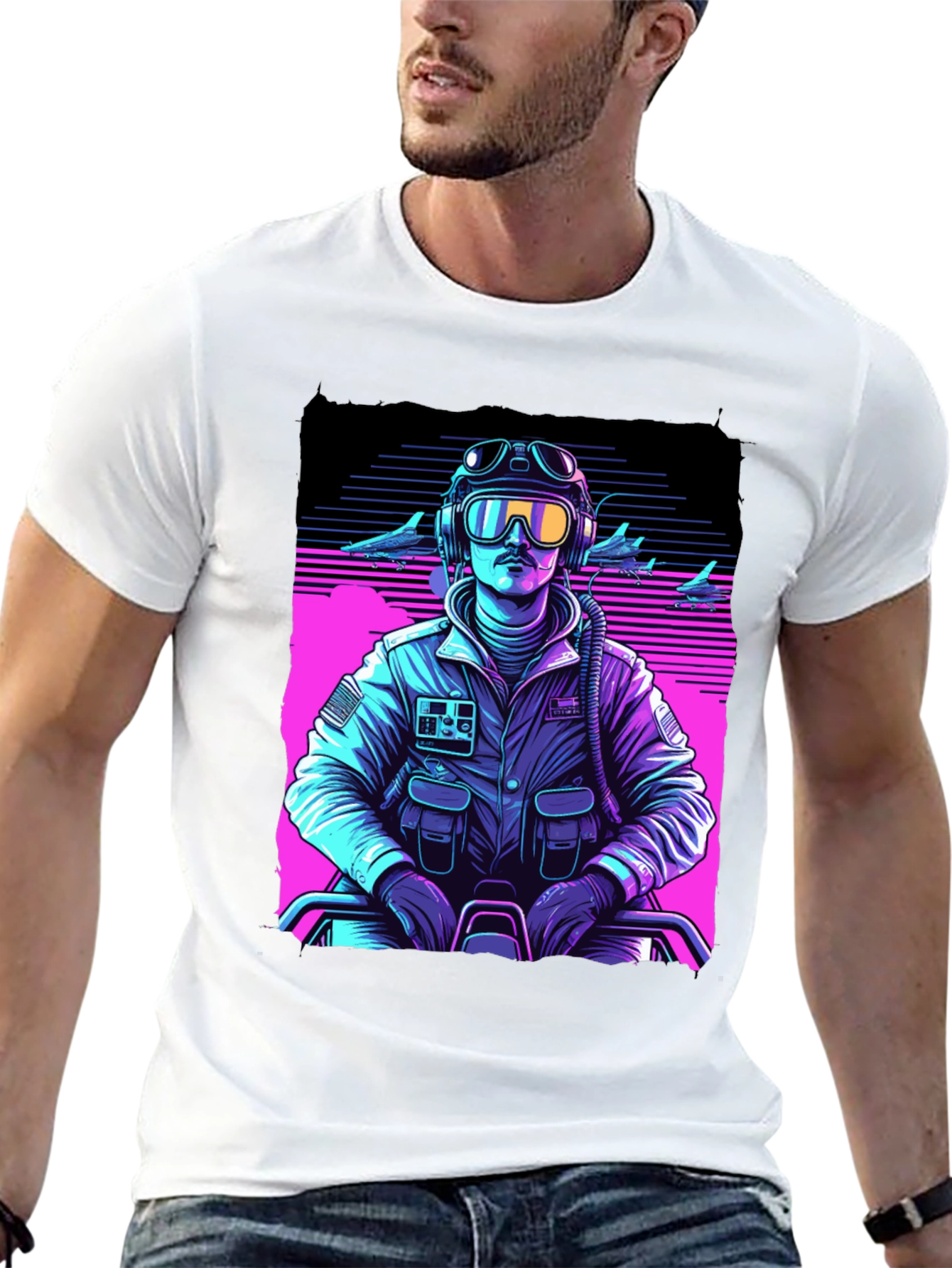 Retro Pilot Graphic Tee - 80s Inspired Design