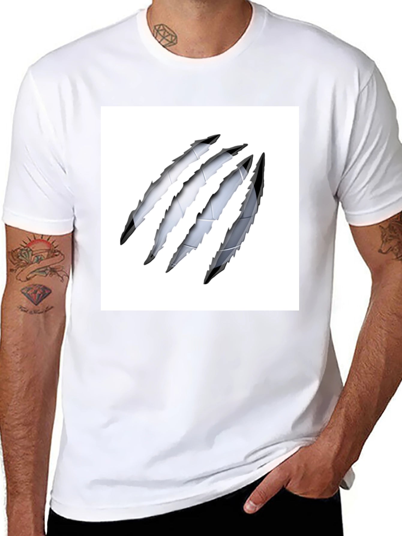 Black Claw Mark Tee - Stylish Graphic Print Shirt