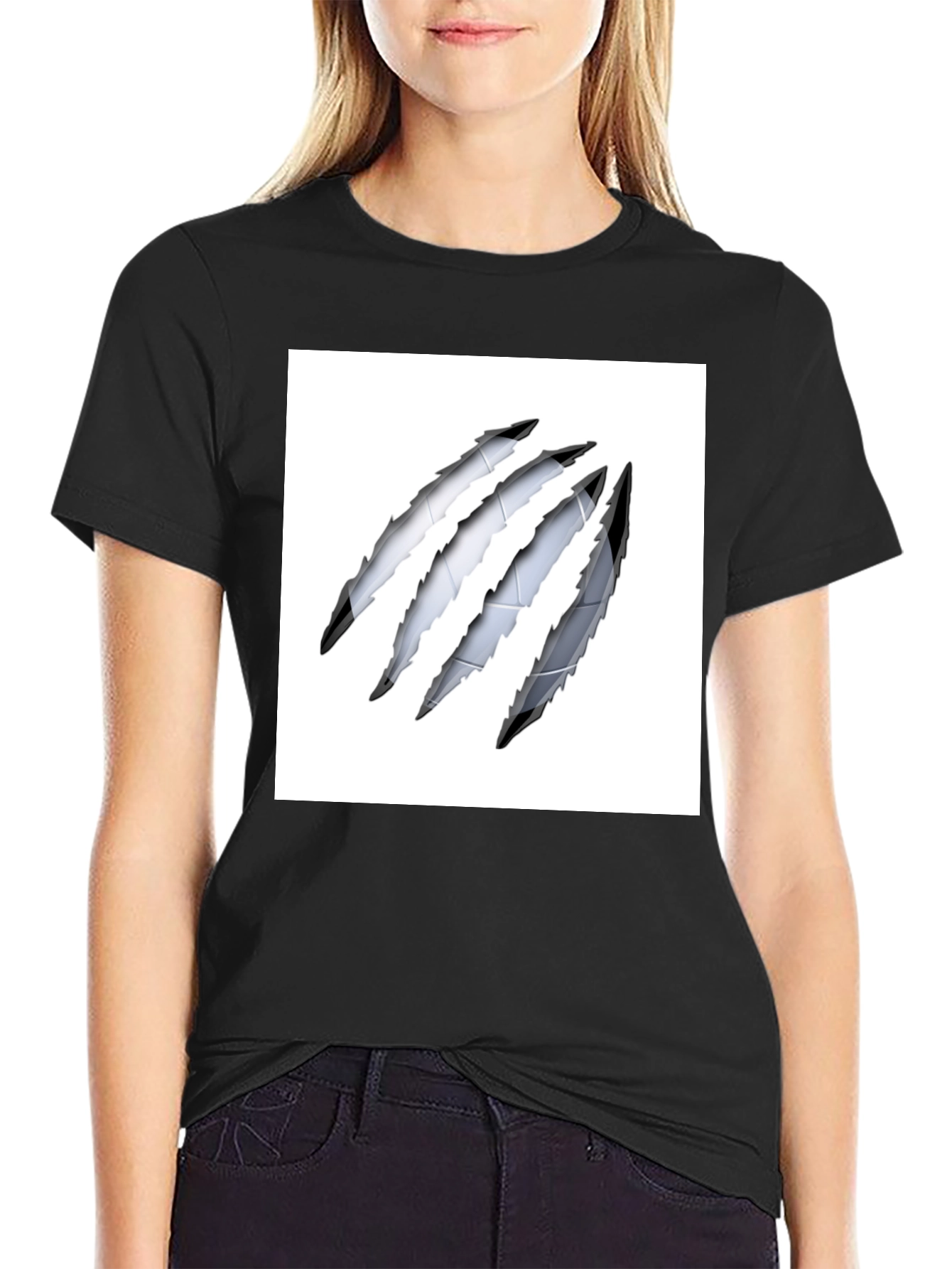 Black Claw Mark Tee - Stylish Graphic Print Shirt