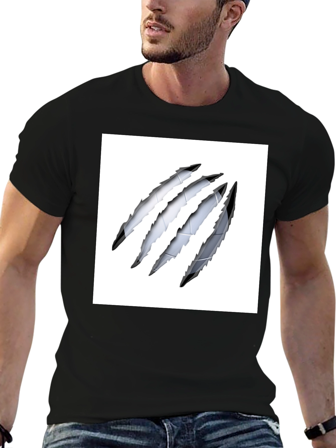Black Claw Mark Tee - Stylish Graphic Print Shirt