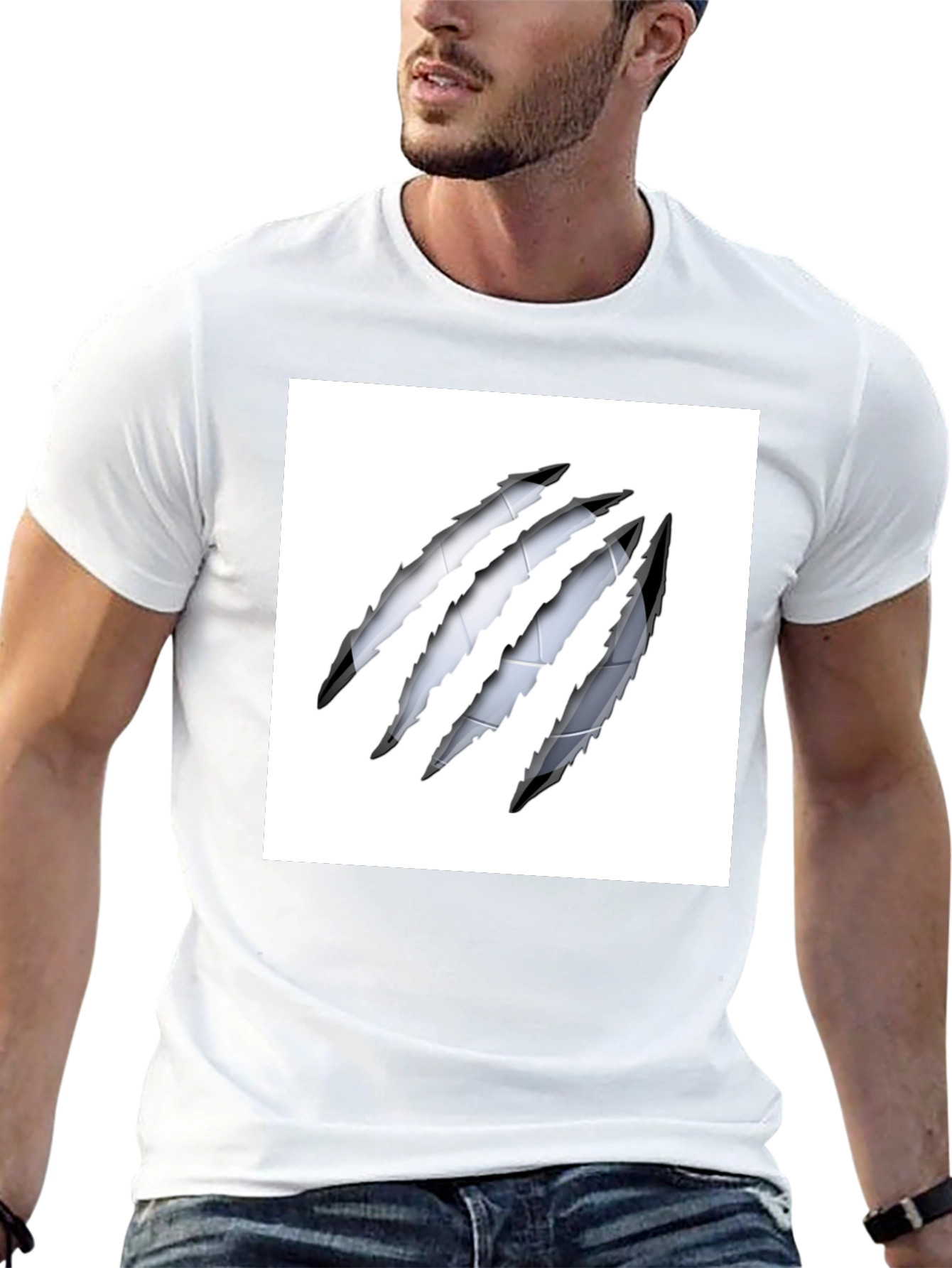 Black Claw Mark Tee - Stylish Graphic Print Shirt