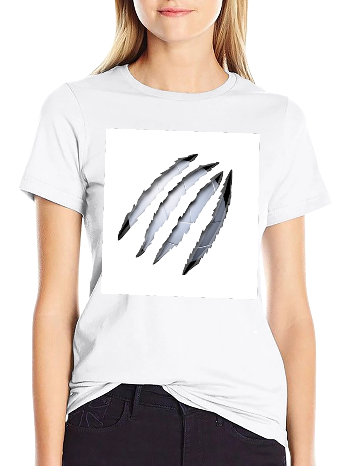 Black Claw Mark Tee - Stylish Graphic Print Shirt