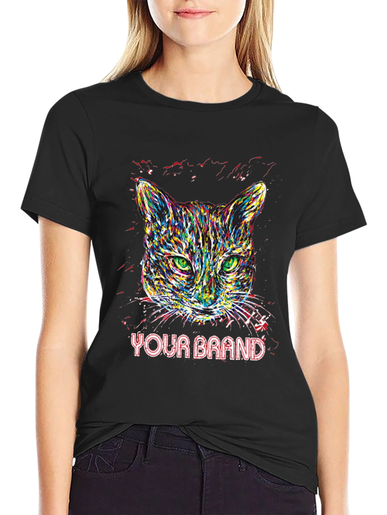 Vibrant Cat Graphic T-Shirt - Your Brand