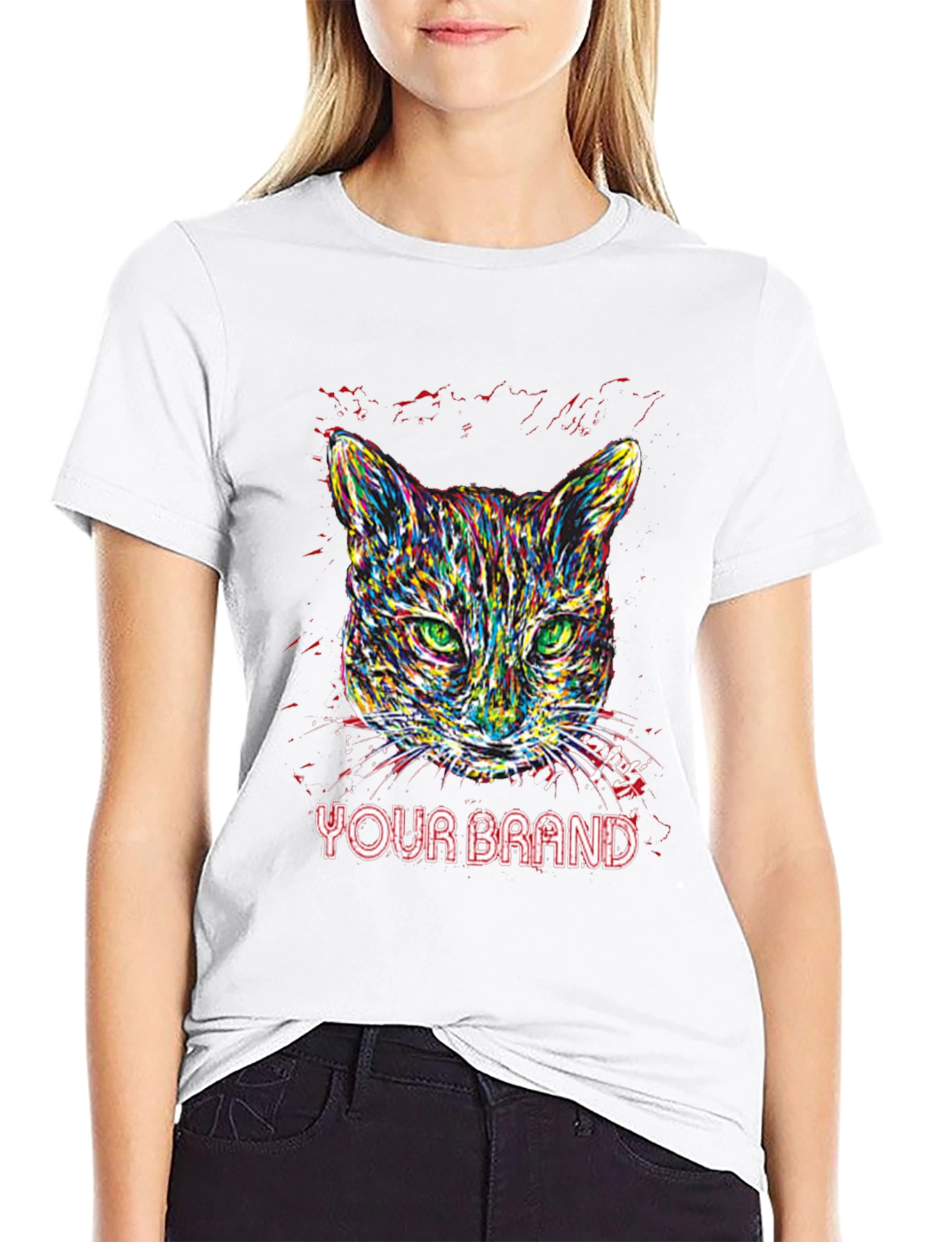 Vibrant Cat Graphic T-Shirt - Your Brand