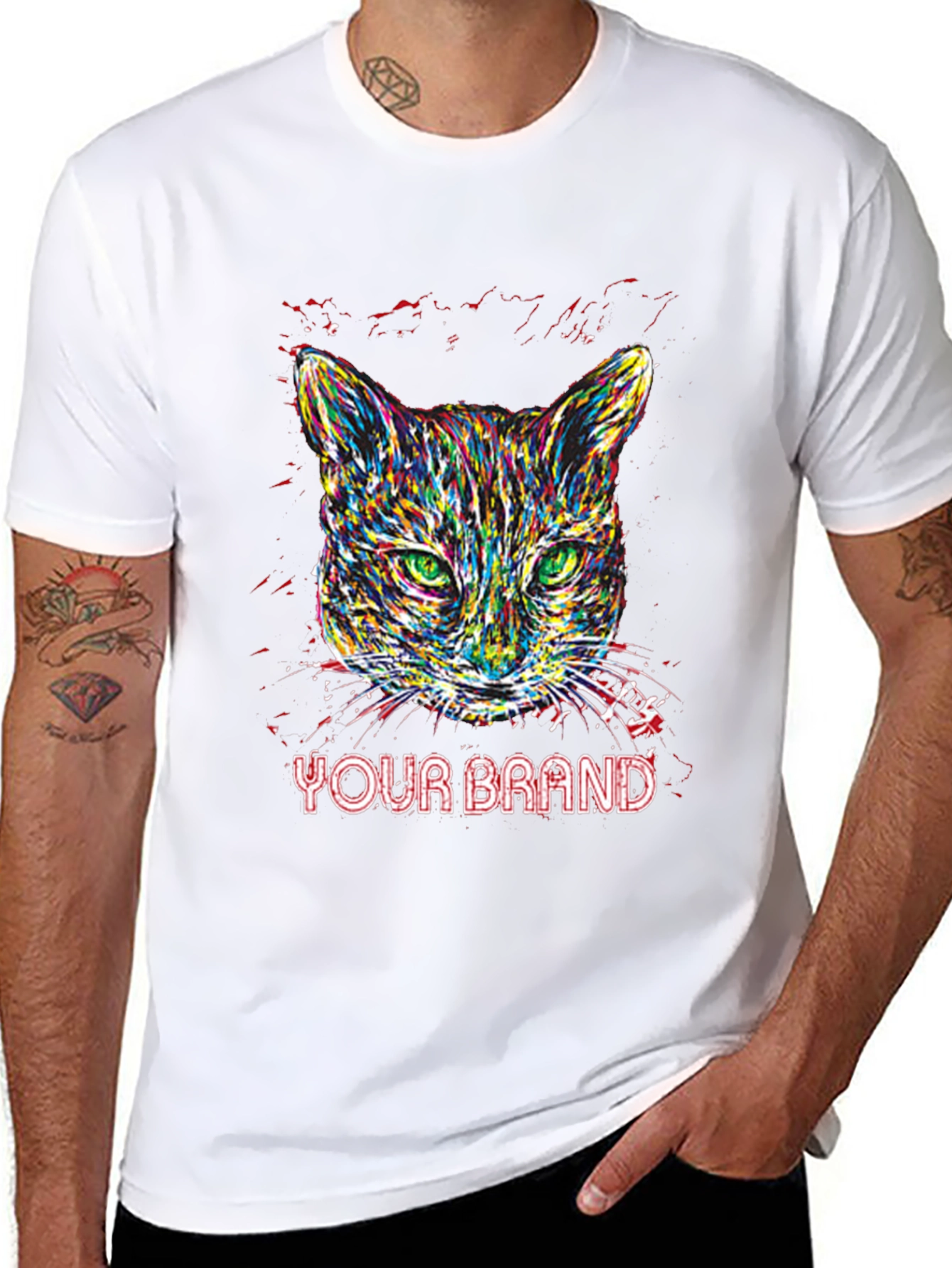 Vibrant Cat Graphic T-Shirt - Your Brand