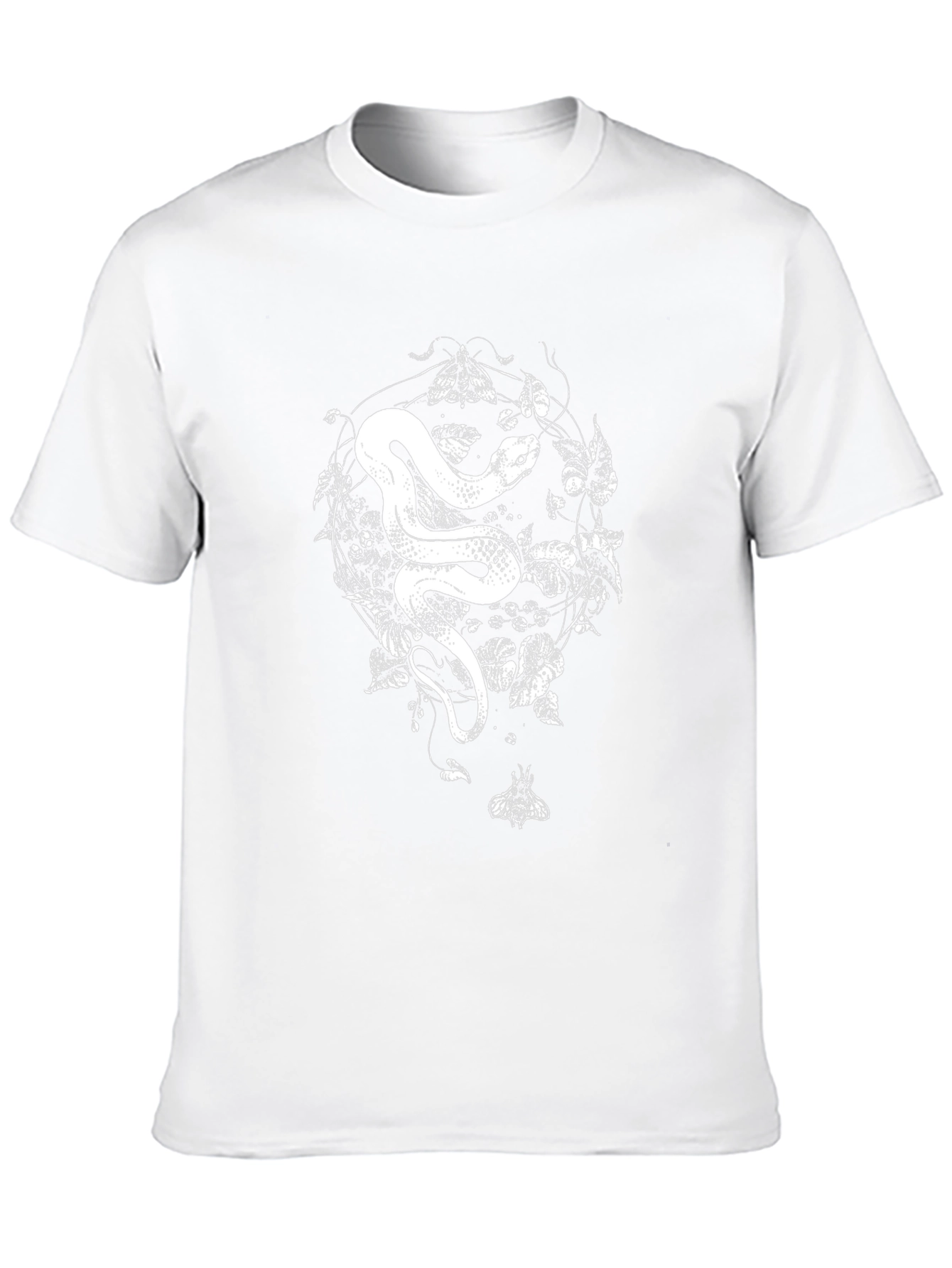 Snake & Moth Graphic Tee - Black Cotton T-Shirt