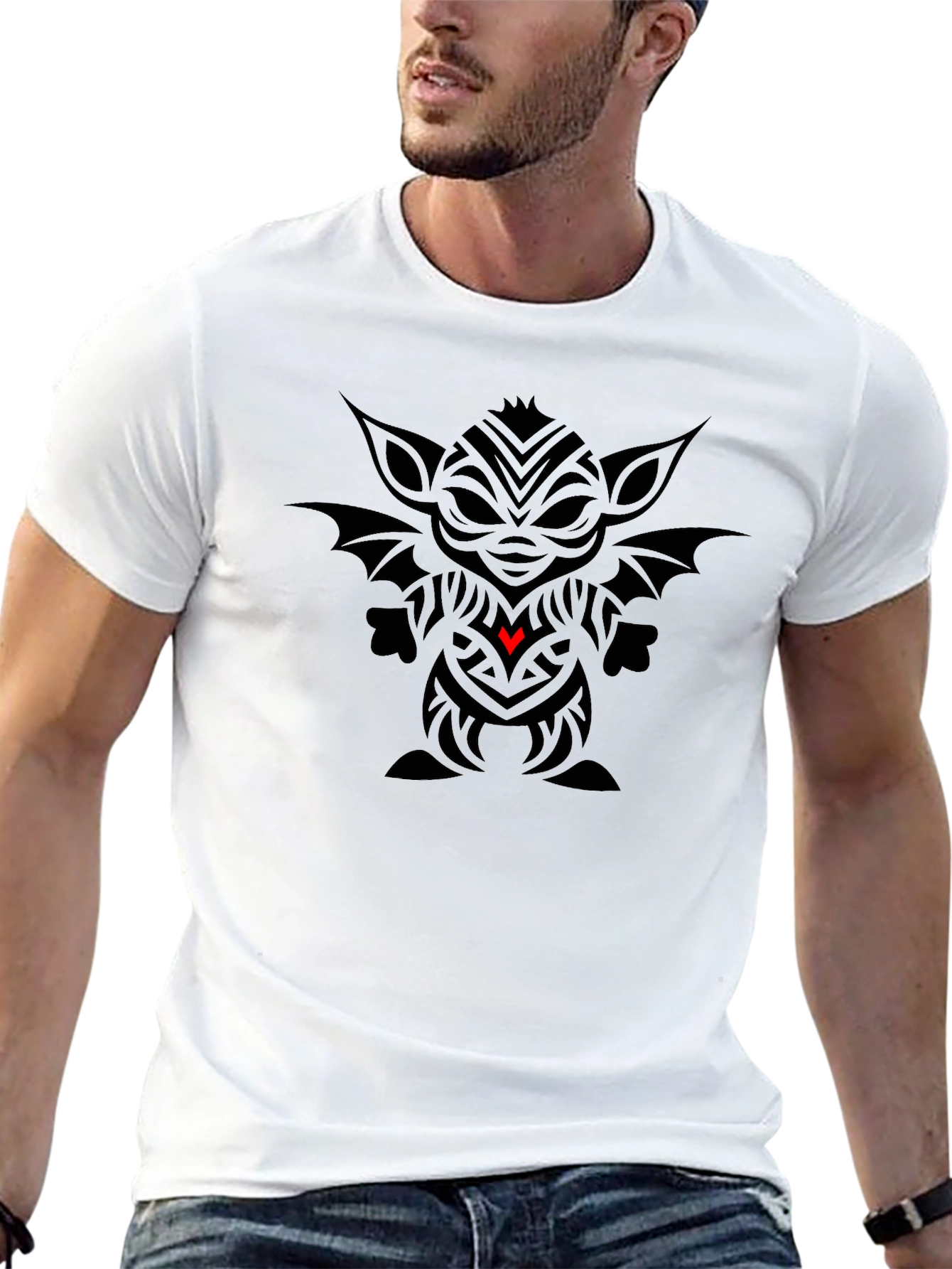 Grogu Tribal Art Tee - Black Cotton Blend