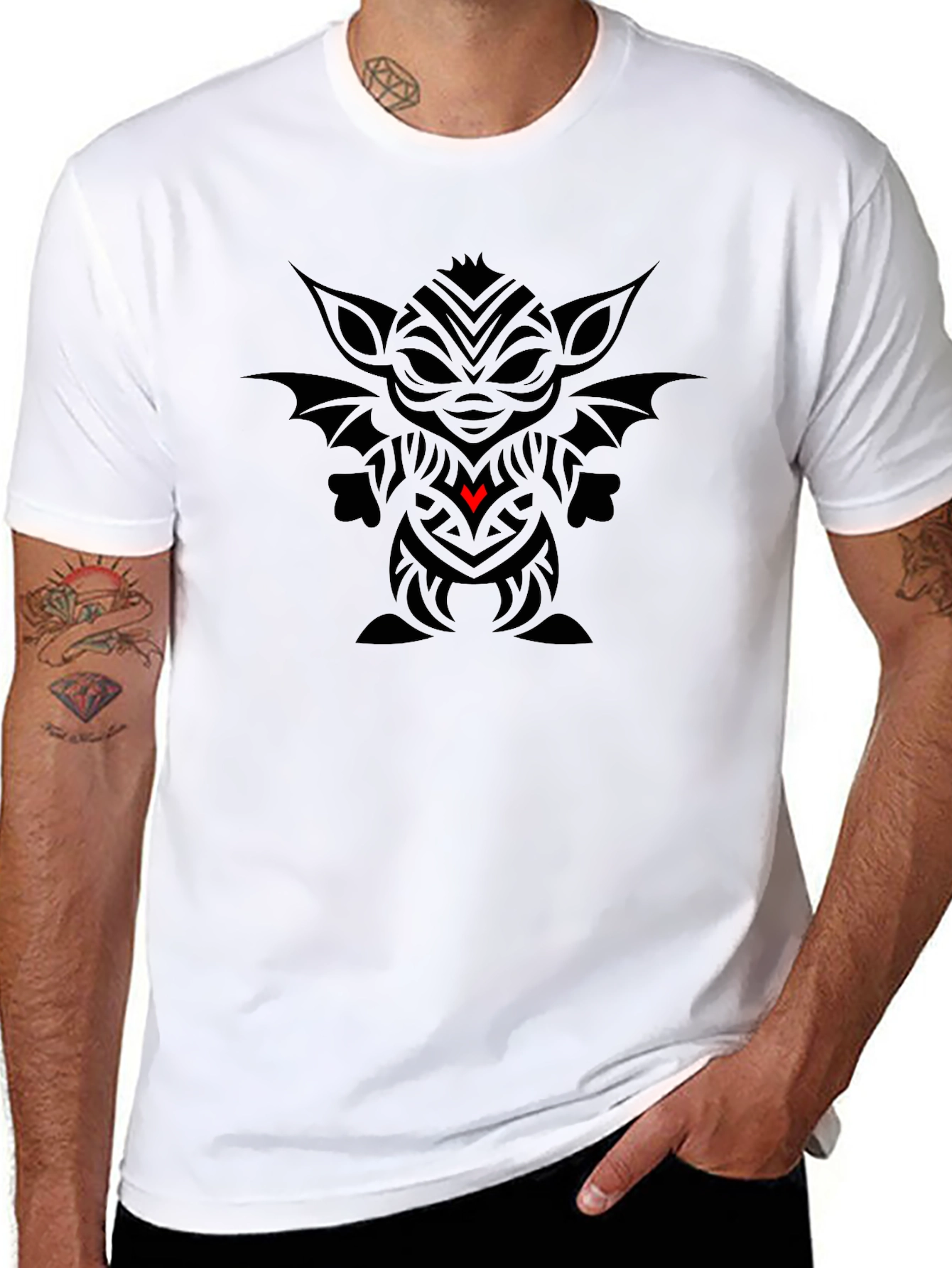 Grogu Tribal Art Tee - Black Cotton Blend