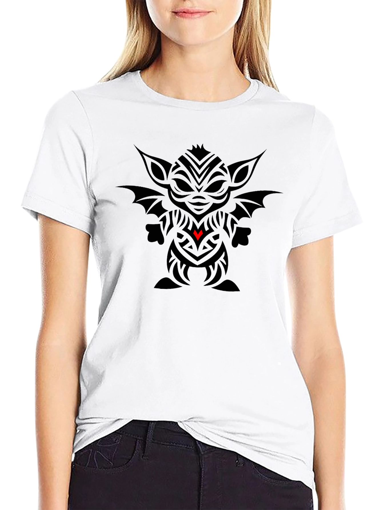 Grogu Tribal Art Tee - Black Cotton Blend