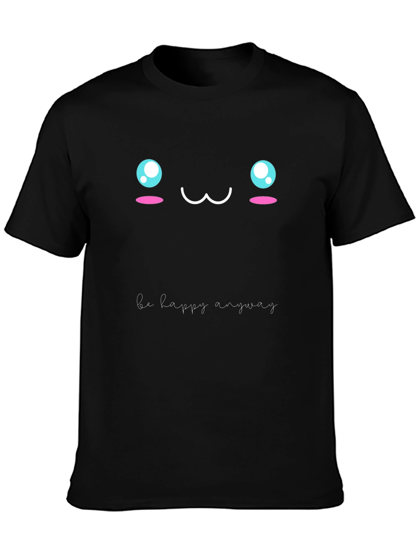 Cute Anime Face Graphic Tee - Be Happy Anyway
