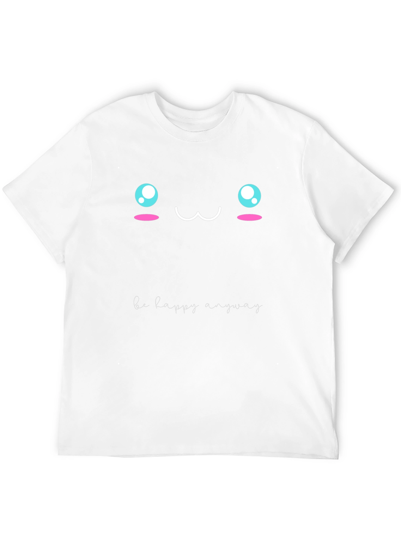Cute Anime Face Graphic Tee - Be Happy Anyway