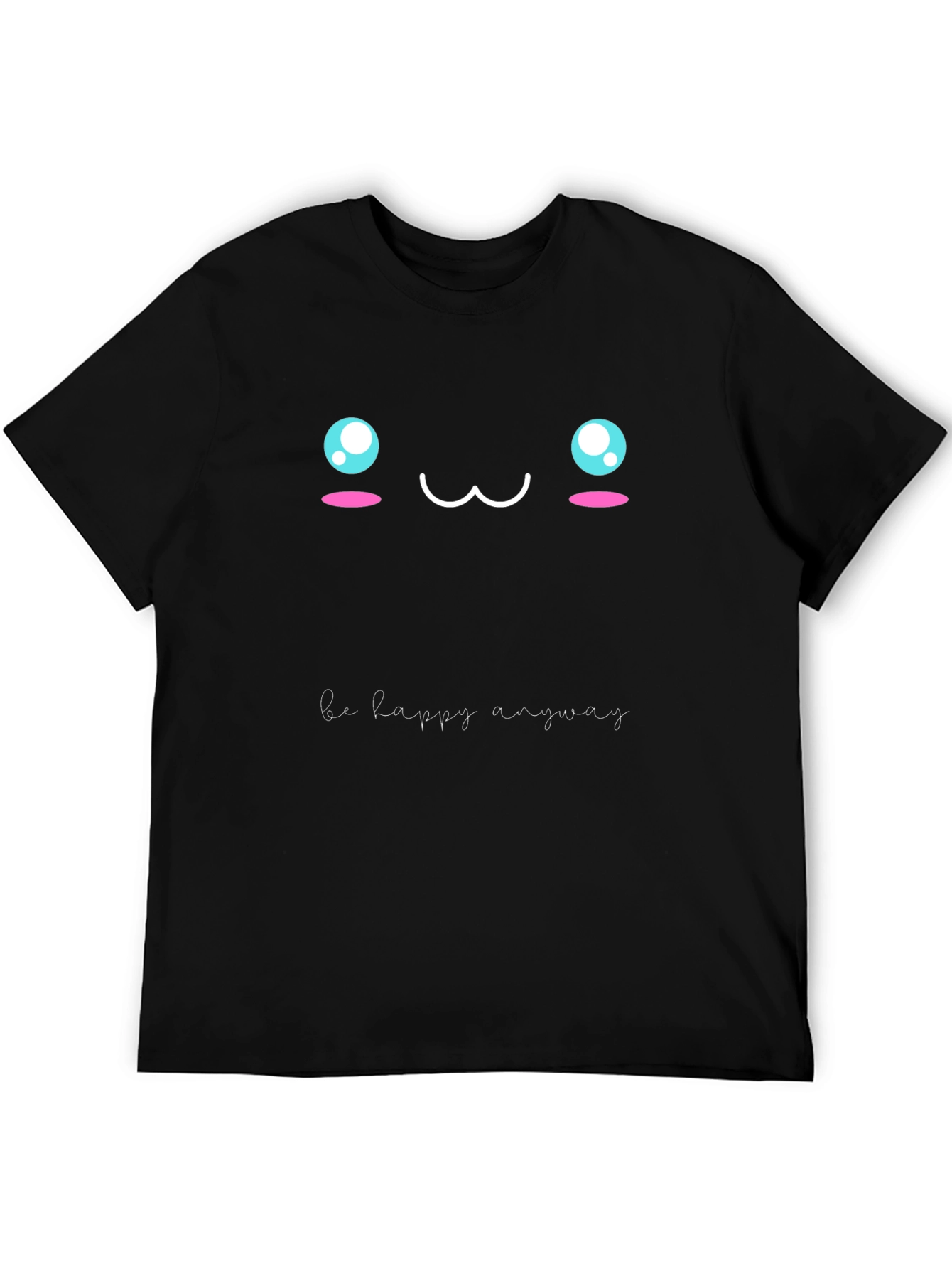 Cute Anime Face Graphic Tee - Be Happy Anyway