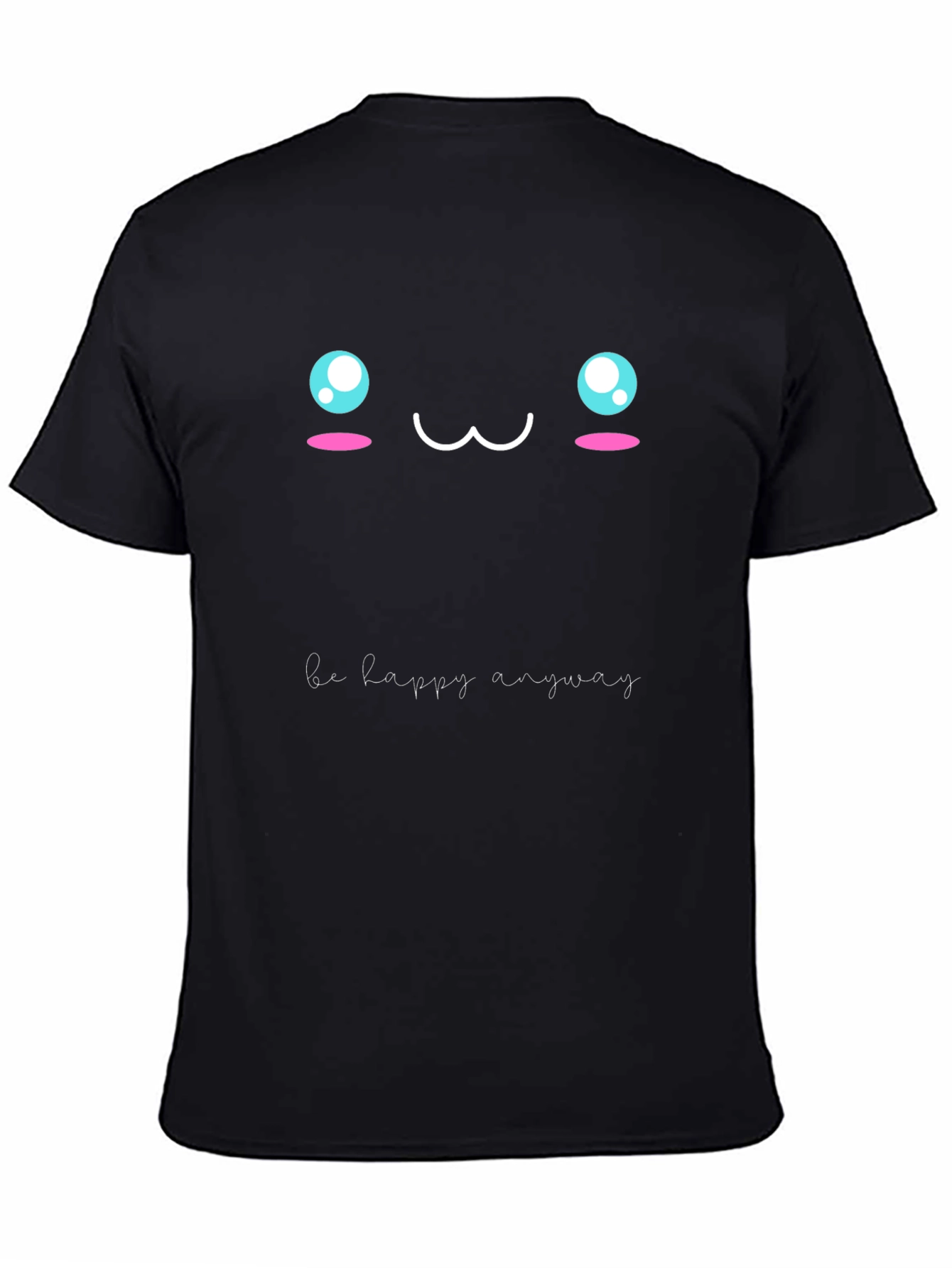 Cute Anime Face Graphic Tee - Be Happy Anyway