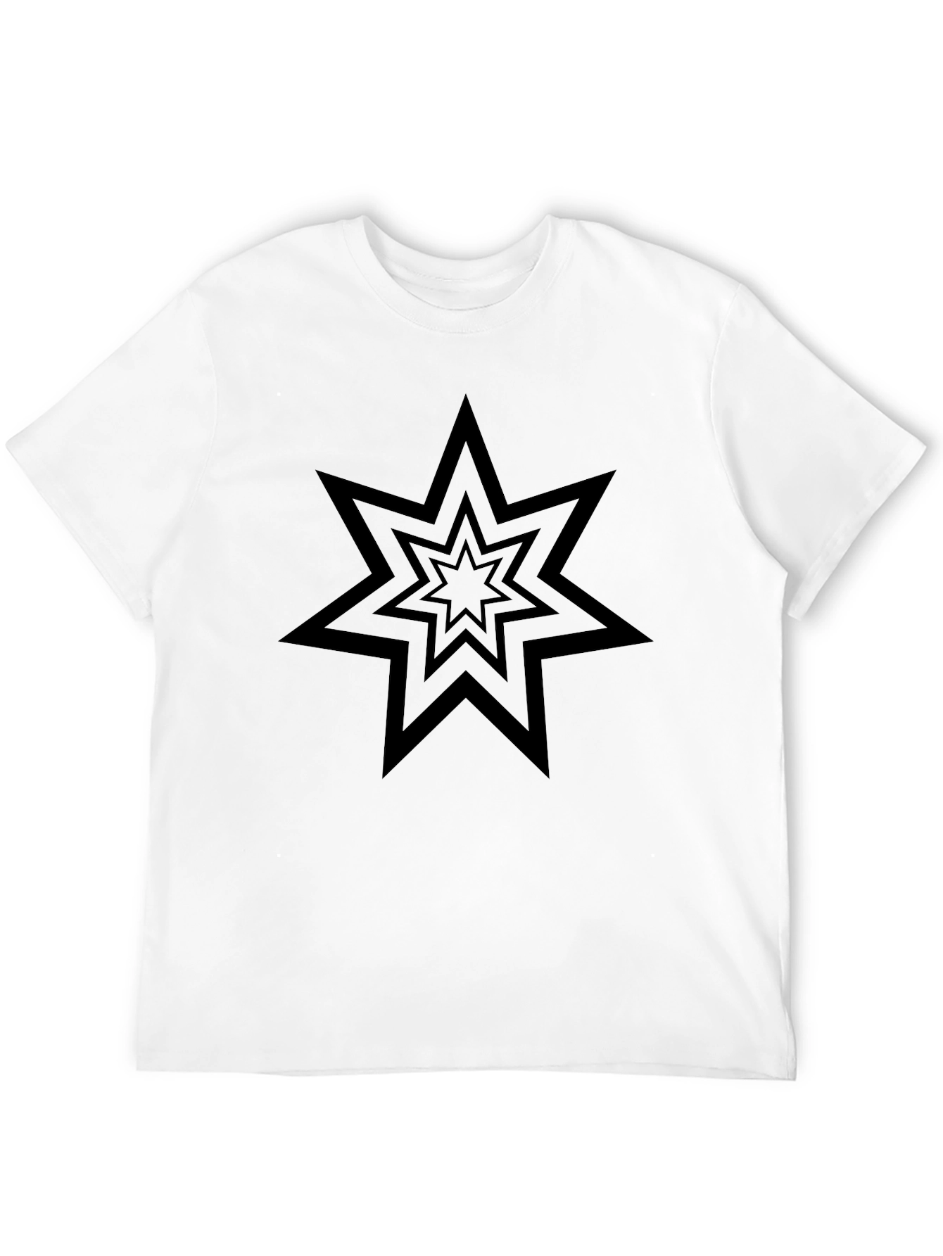 Geometric Starburst Graphic Tee - Black Cotton Comfort