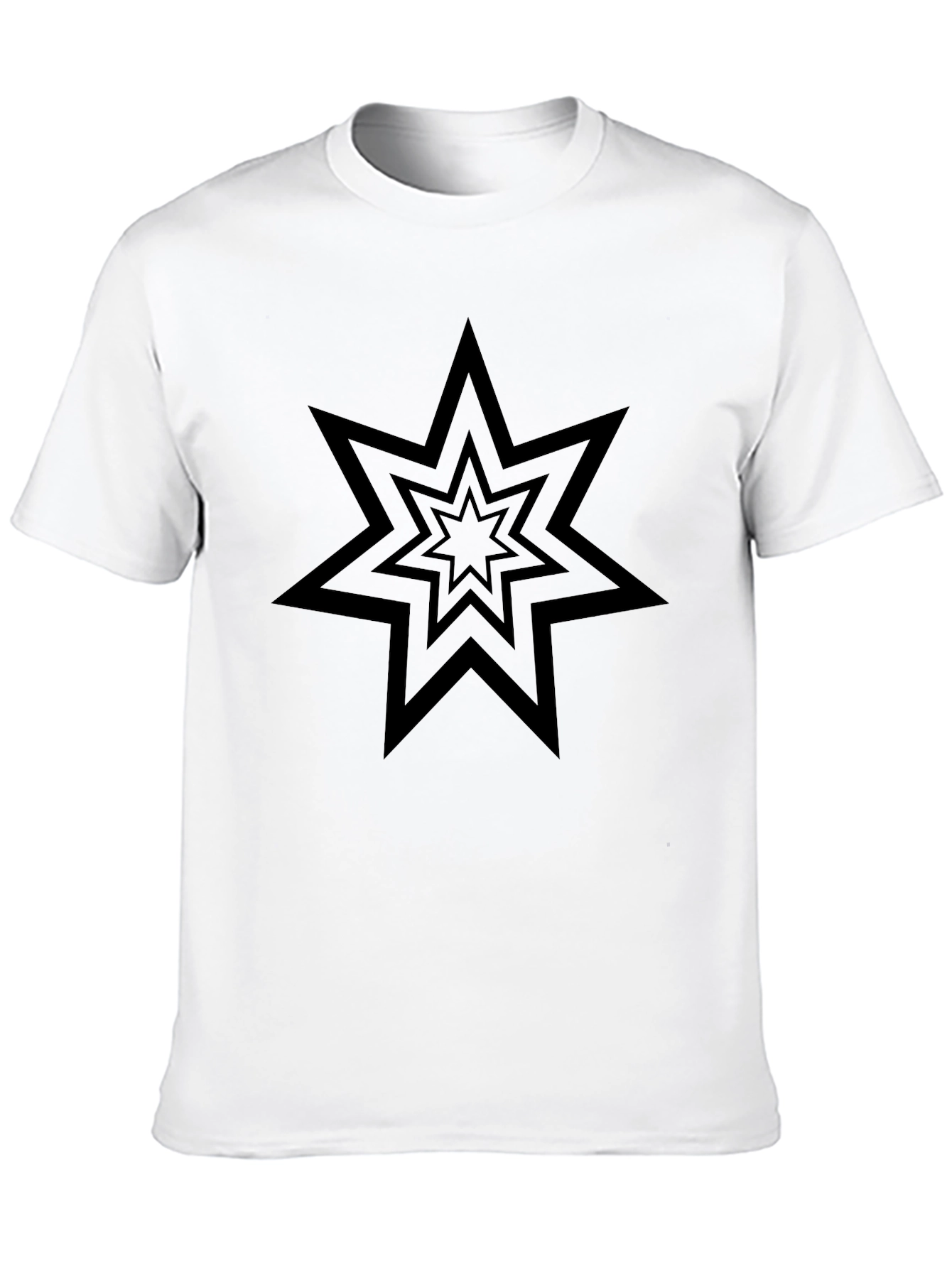 Geometric Starburst Graphic Tee - Black Cotton Comfort