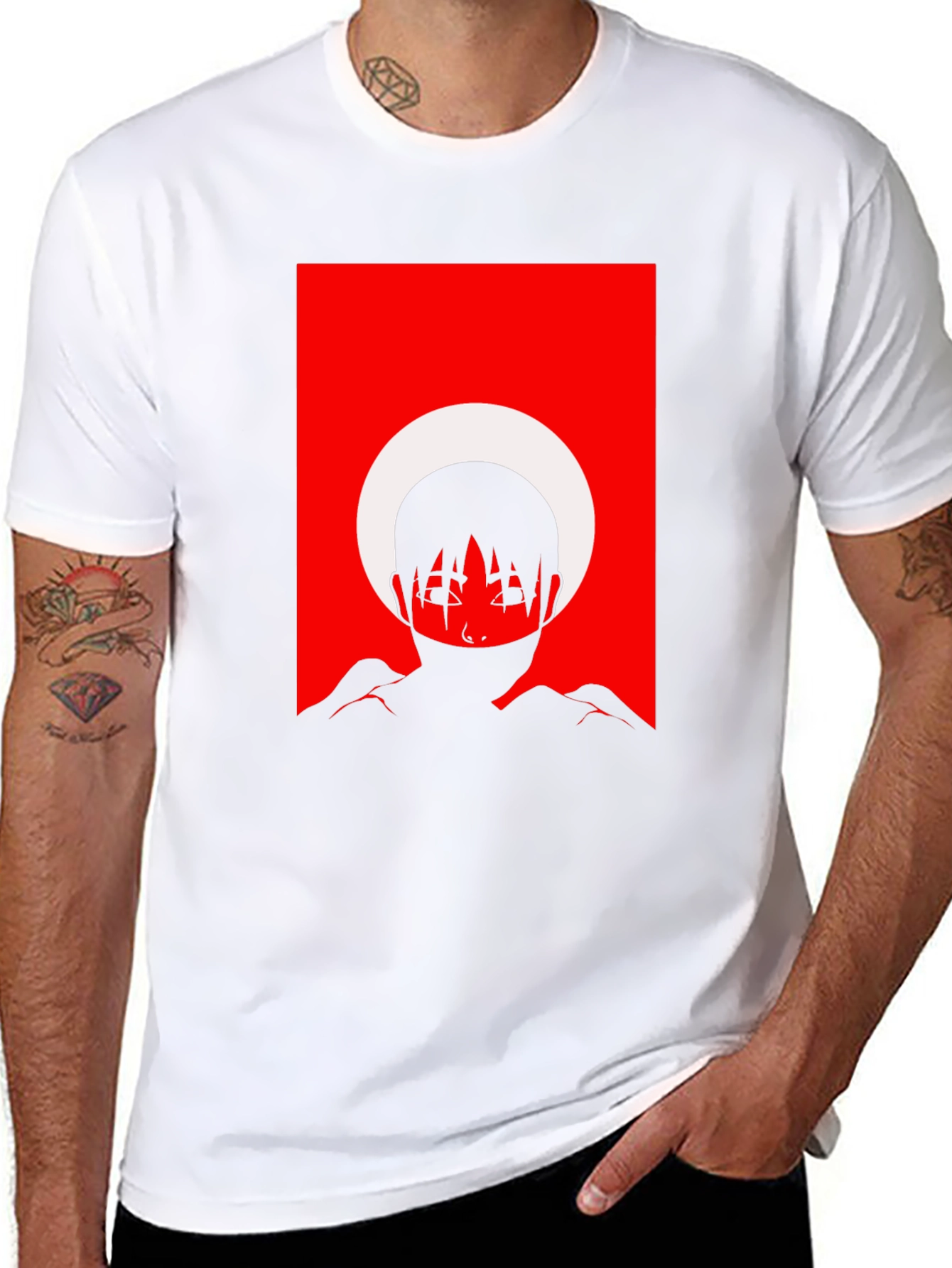 Abstract Anime Graphic Tee - Black