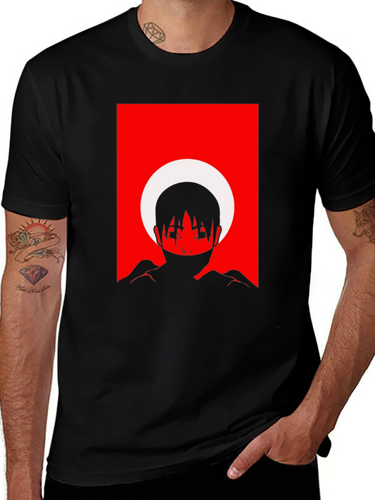 Abstract Anime Graphic Tee - Black