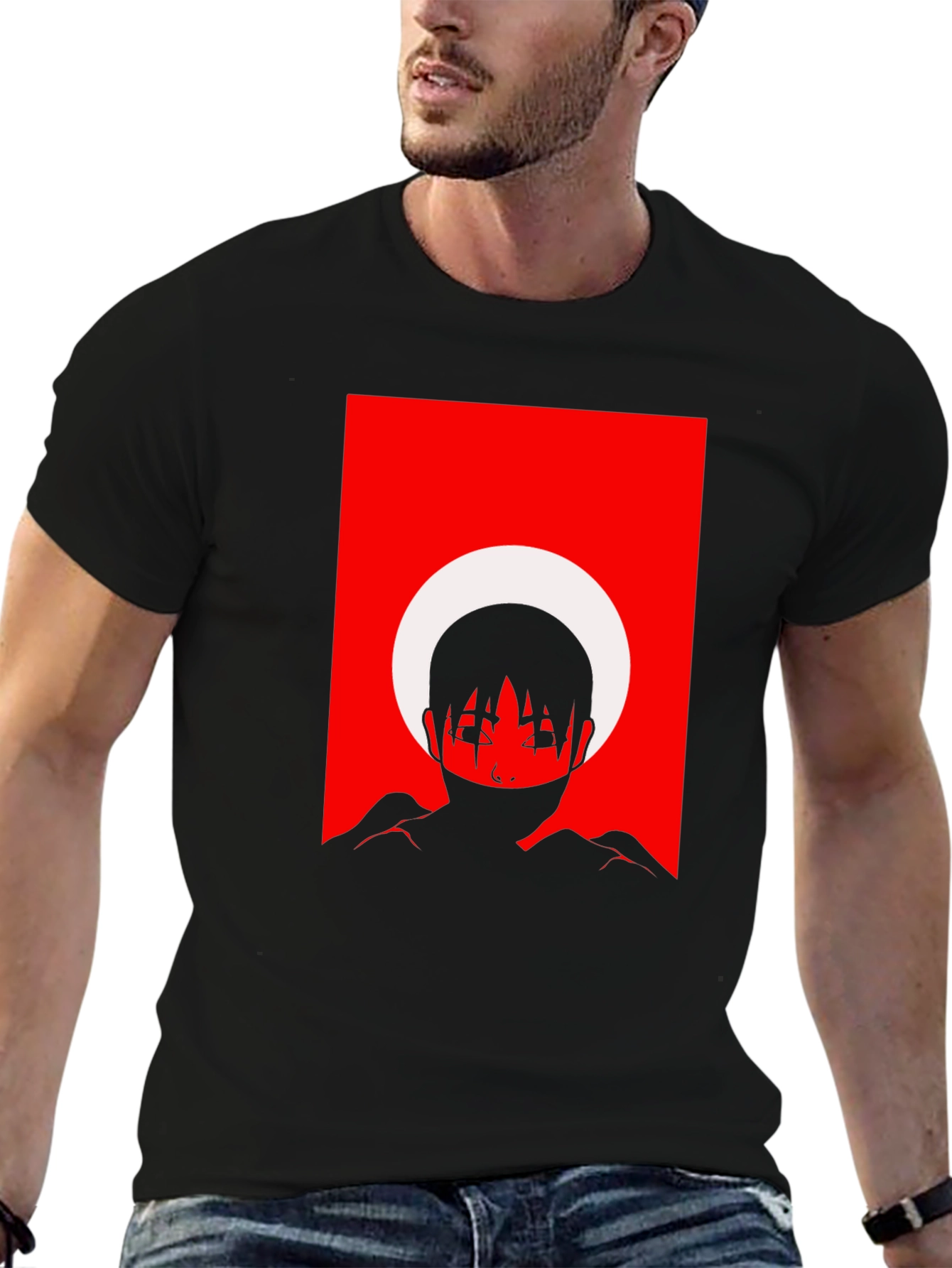 Abstract Anime Graphic Tee - Black