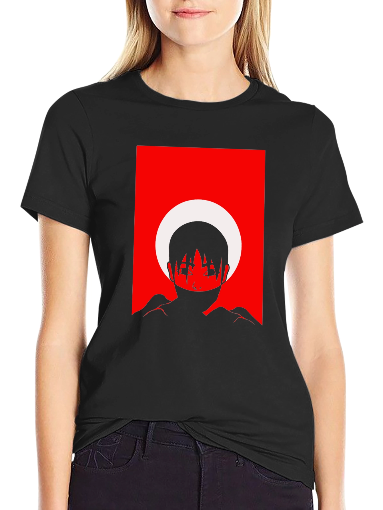 Abstract Anime Graphic Tee - Black