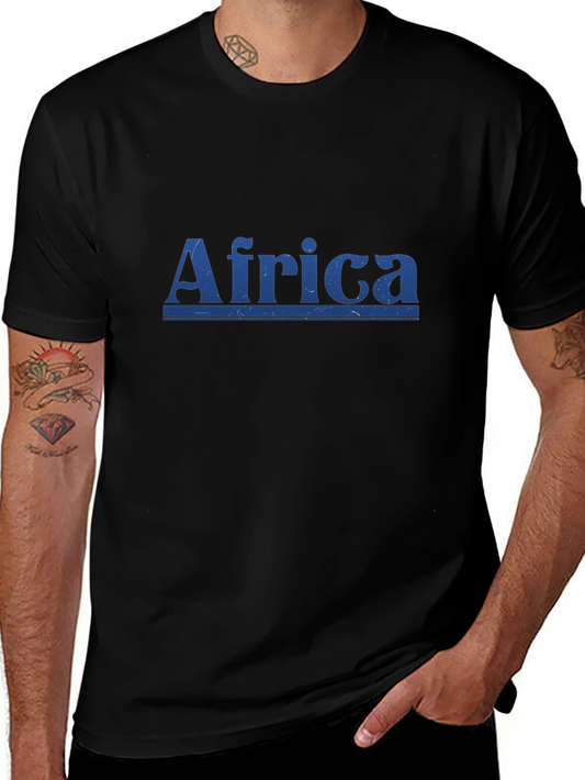 Africa Graphic Print Mens Black T-Shirt