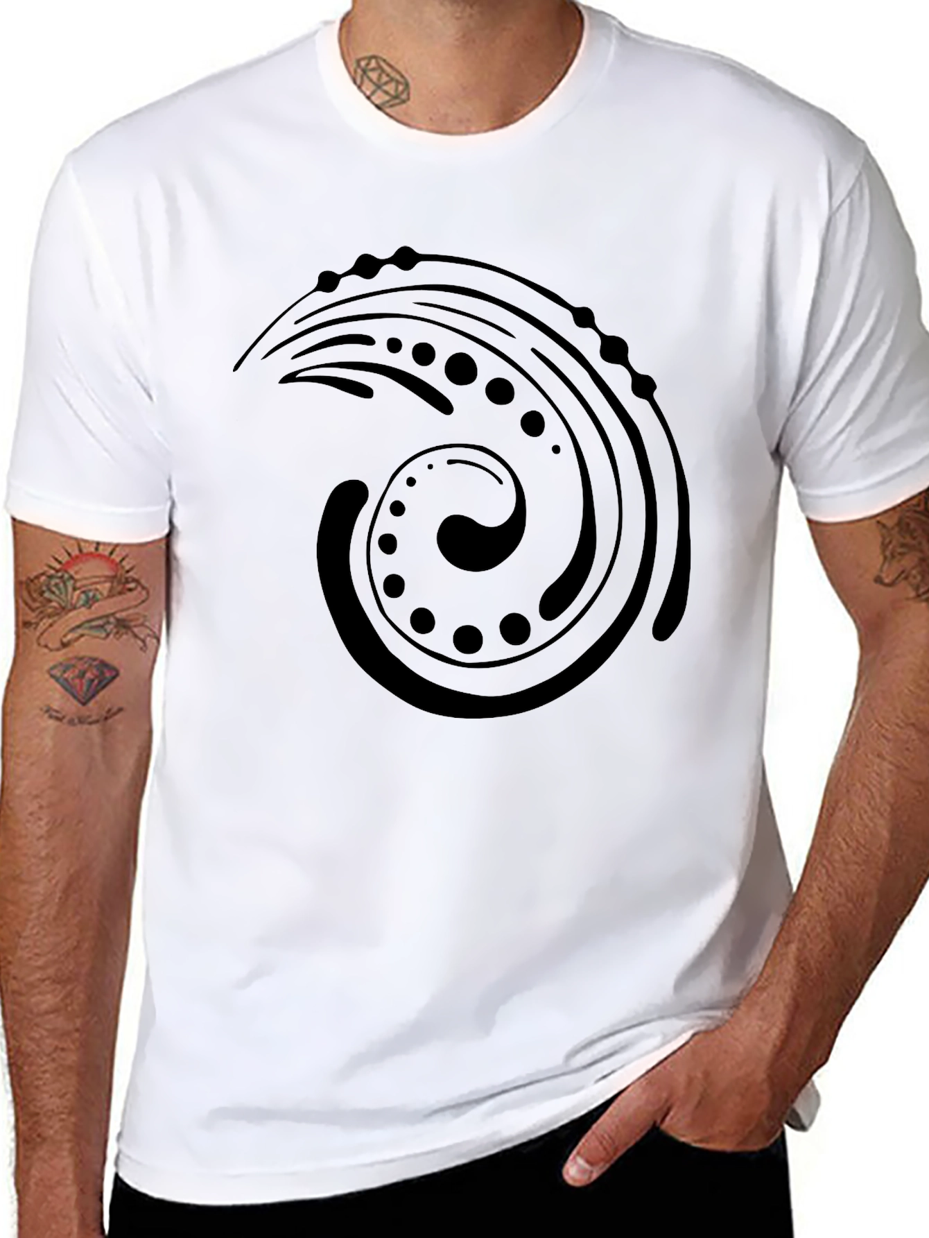 Black Graphic Tee: Abstract Swirl Design