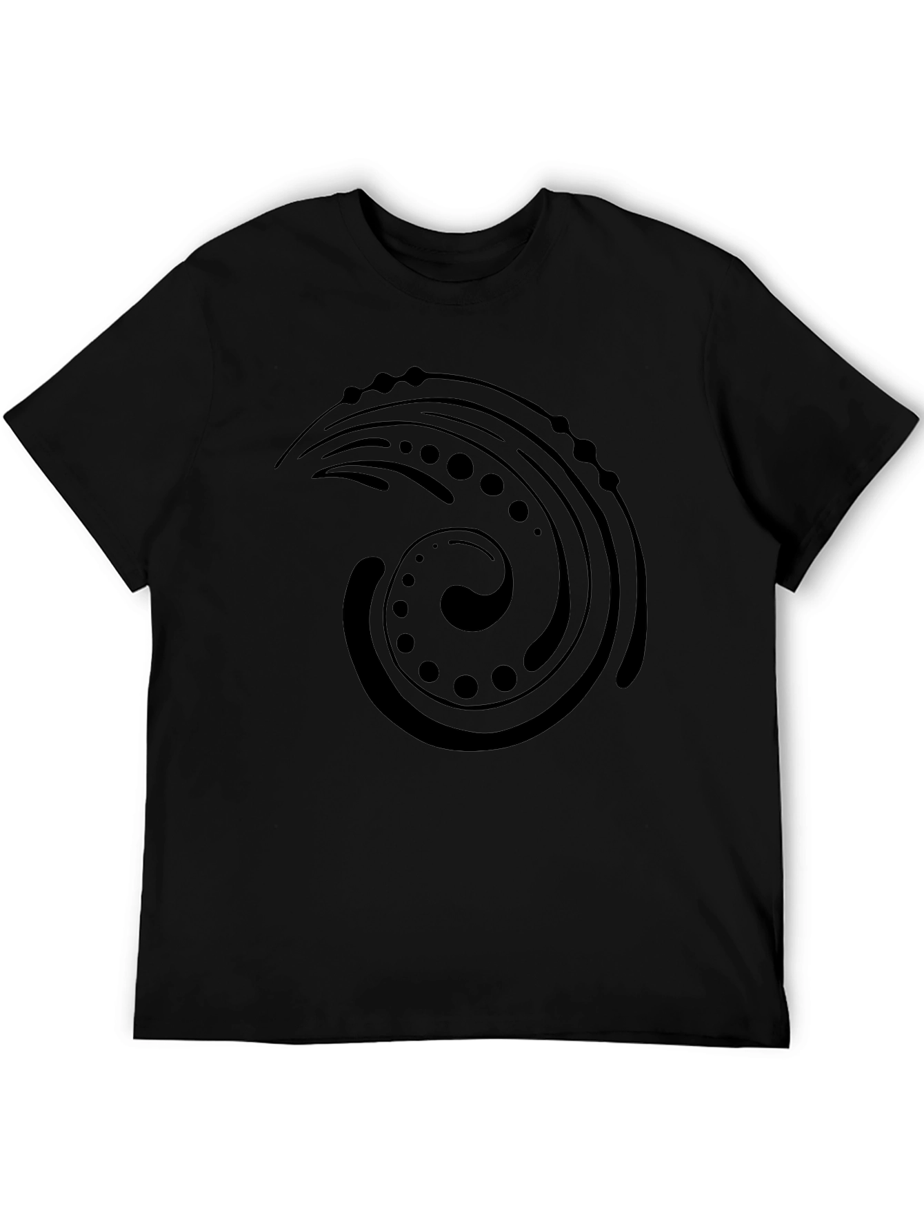 Black Graphic Tee: Abstract Swirl Design