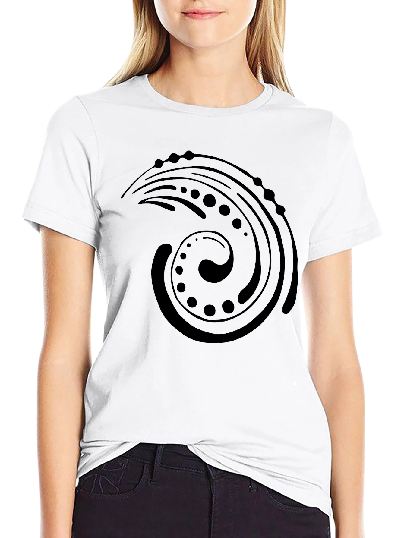 Black Graphic Tee: Abstract Swirl Design
