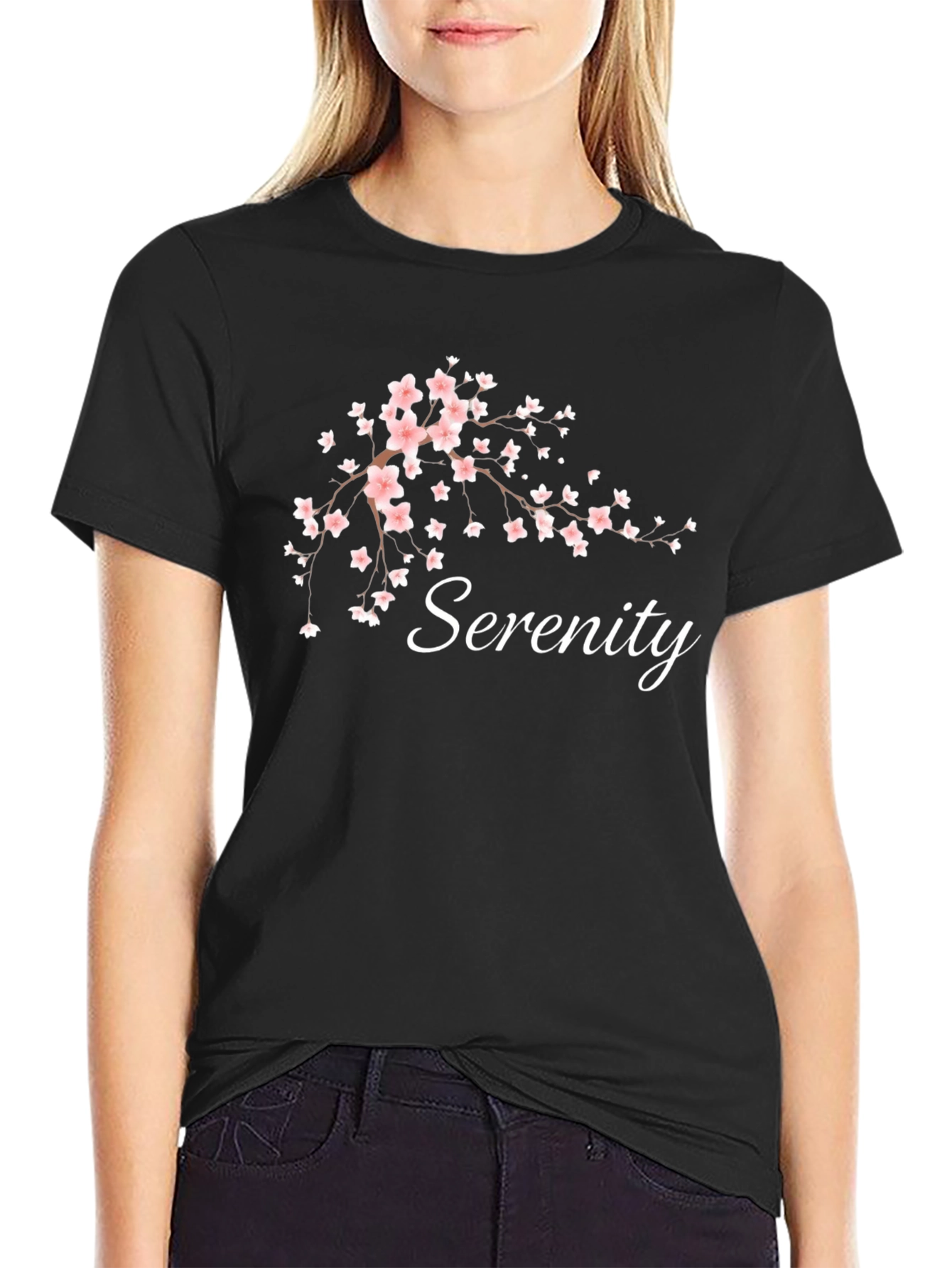 Serenity Blossom Tee - Relaxed Fit Cotton T-Shirt