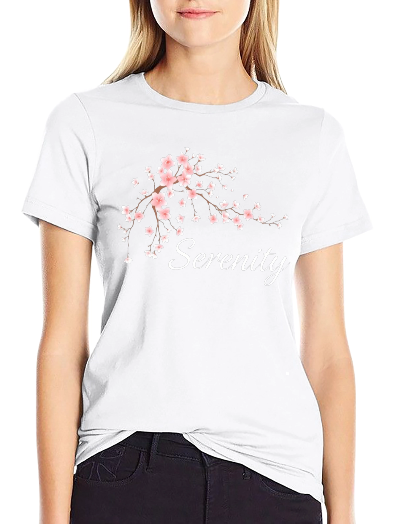 Serenity Blossom Tee - Relaxed Fit Cotton T-Shirt