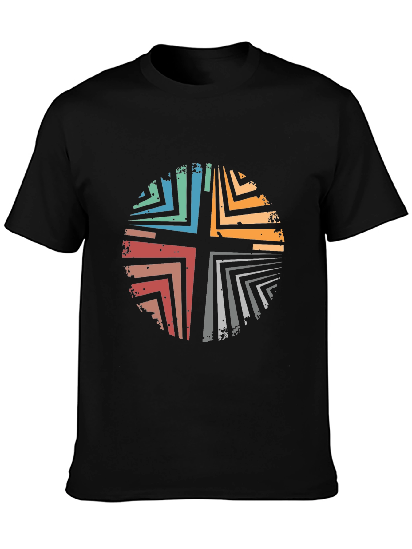 Retro Cross Graphic Black T-Shirt