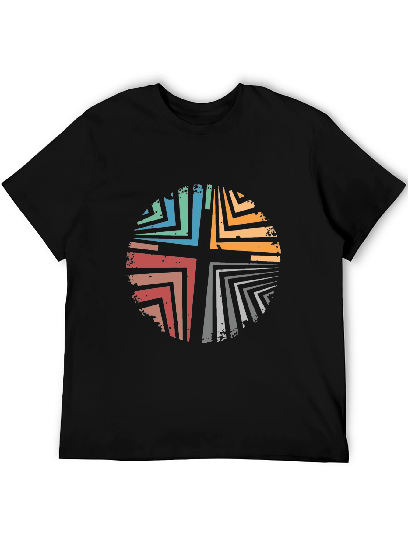 Retro Cross Graphic Black T-Shirt