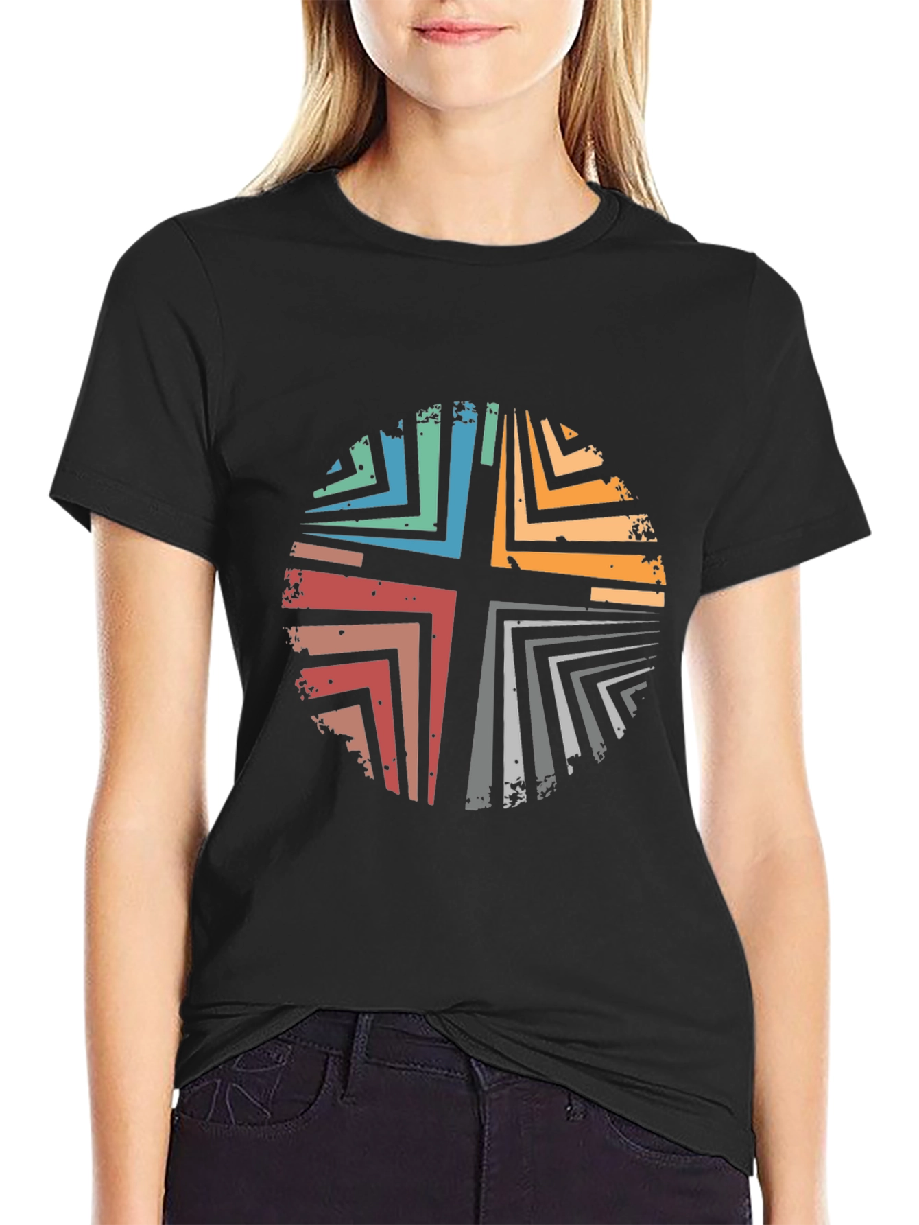 Retro Cross Graphic Black T-Shirt