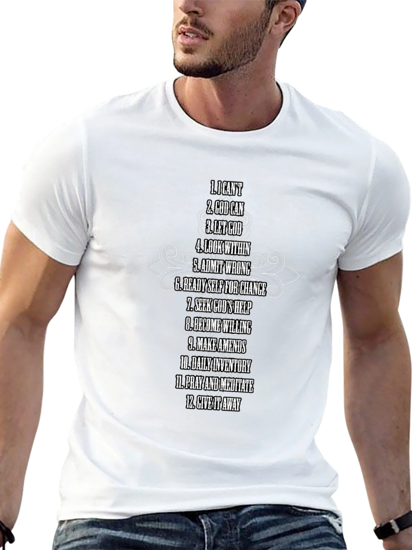 12 Steps Christian Black T-Shirt