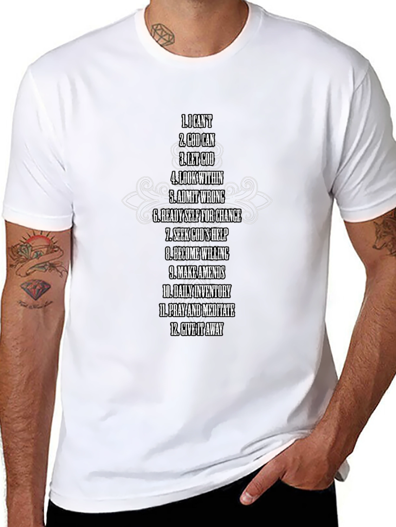 12 Steps Christian Black T-Shirt