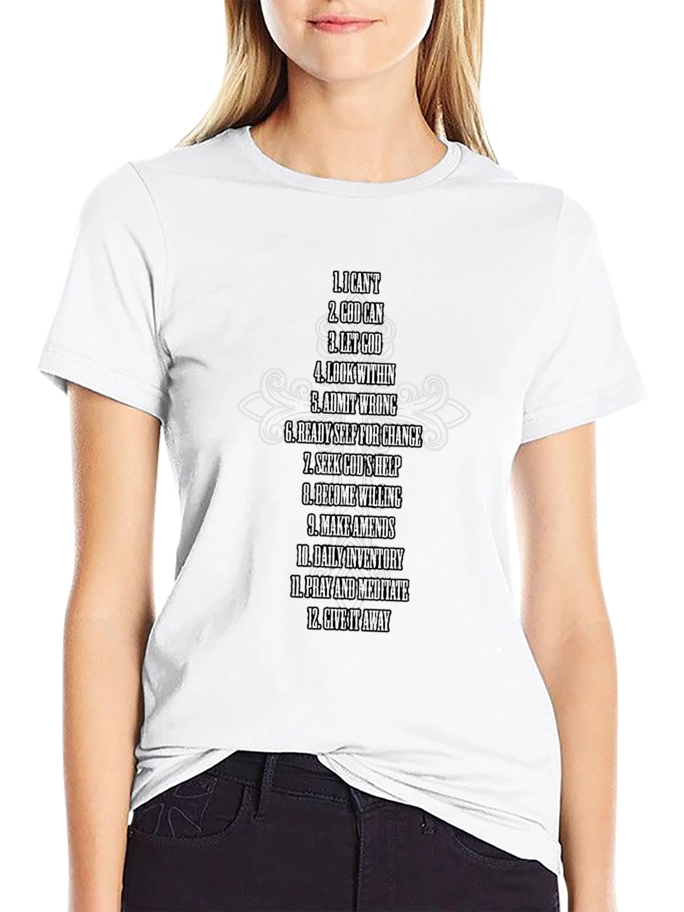12 Steps Christian Black T-Shirt