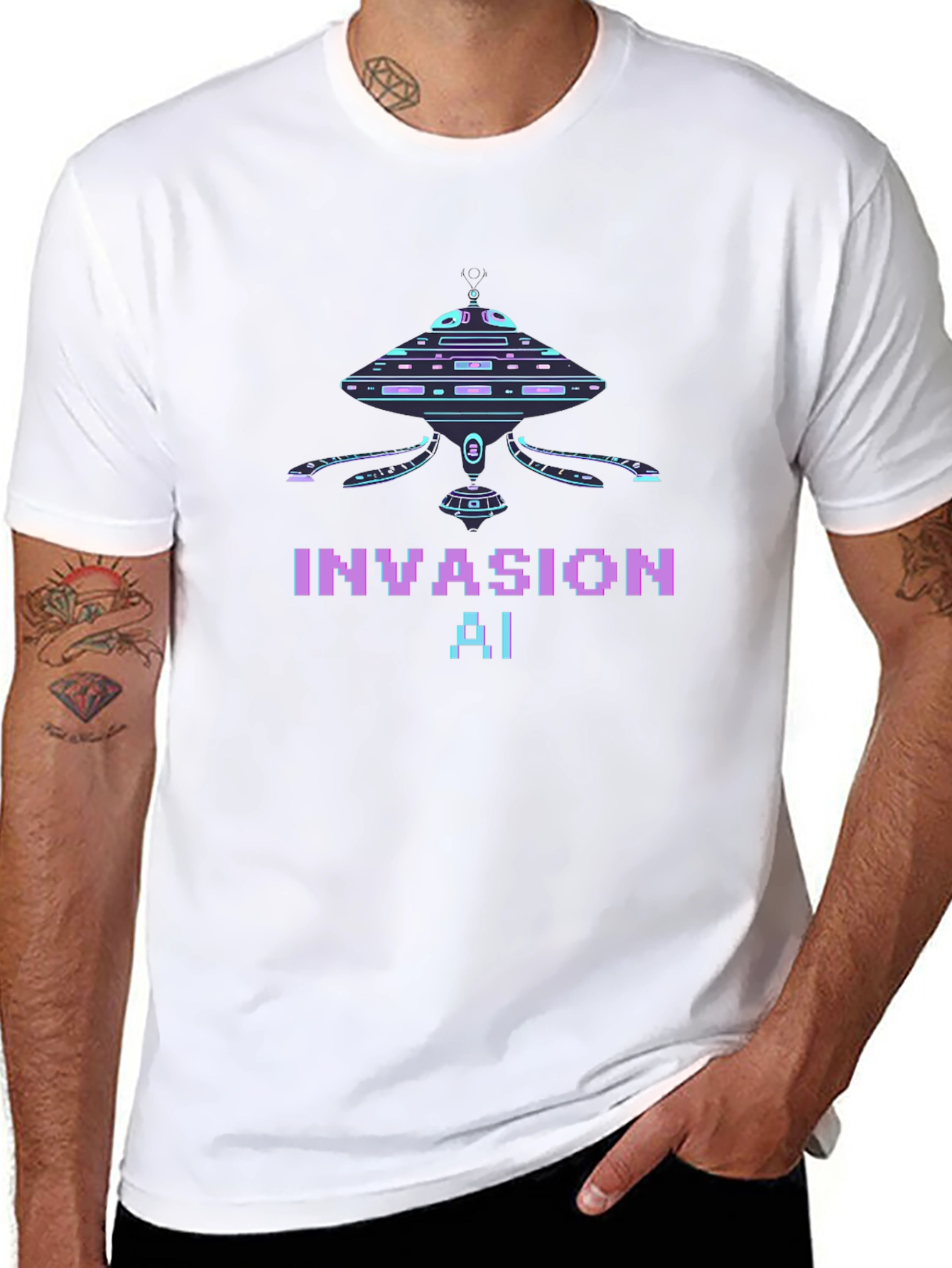 Invasion AI T-Shirt - Sci-Fi Graphic Tee