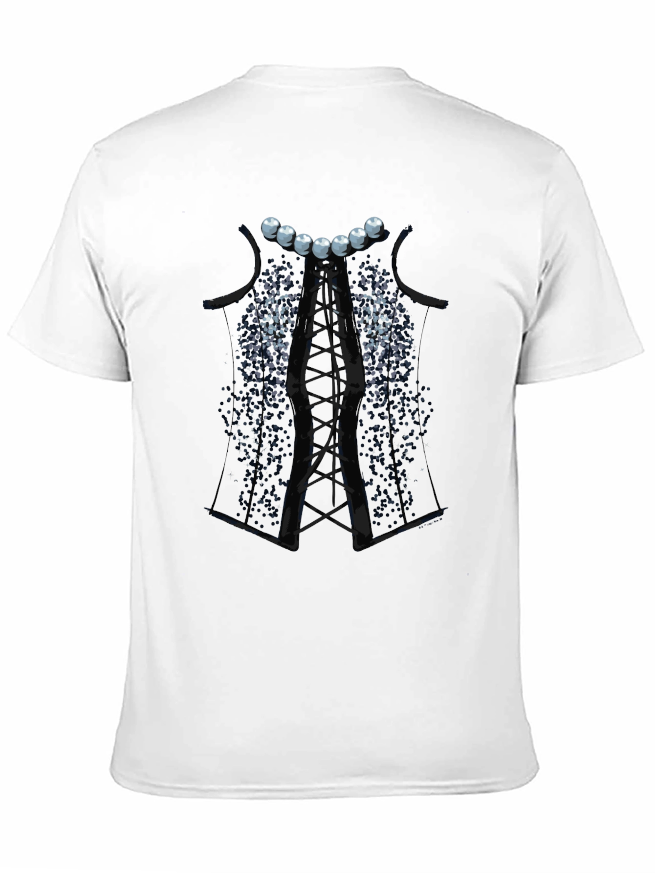 Black Corset T-Shirt with Pearl Detail