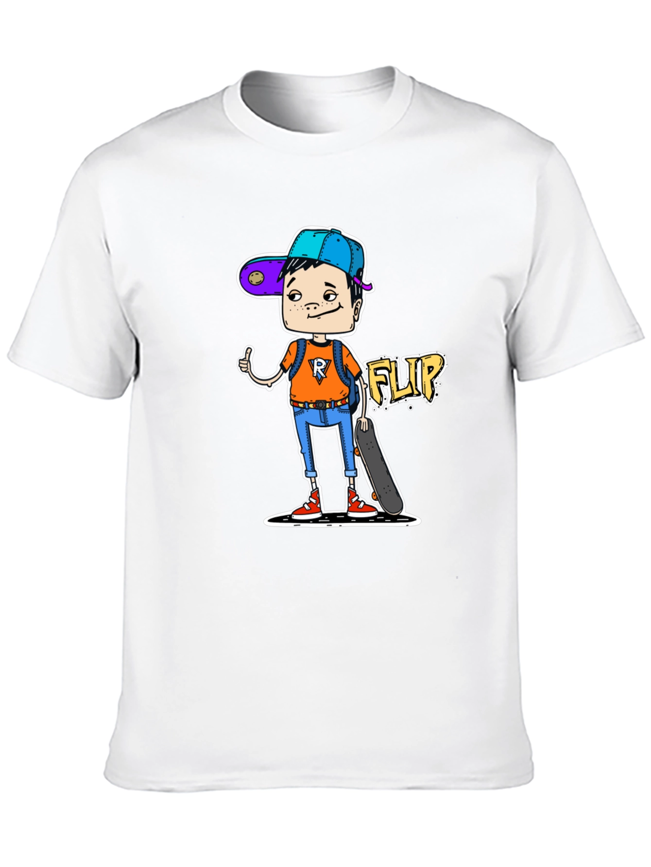 Cartoon Skater Graphic T-Shirt - Black