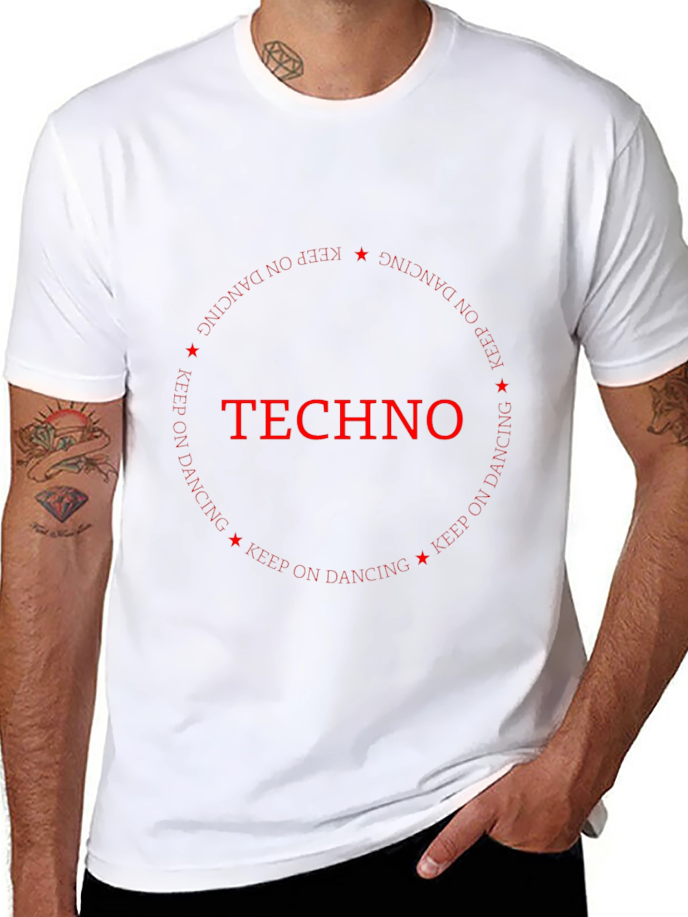 Techno Music Black T-Shirt Keep on Dancing Design