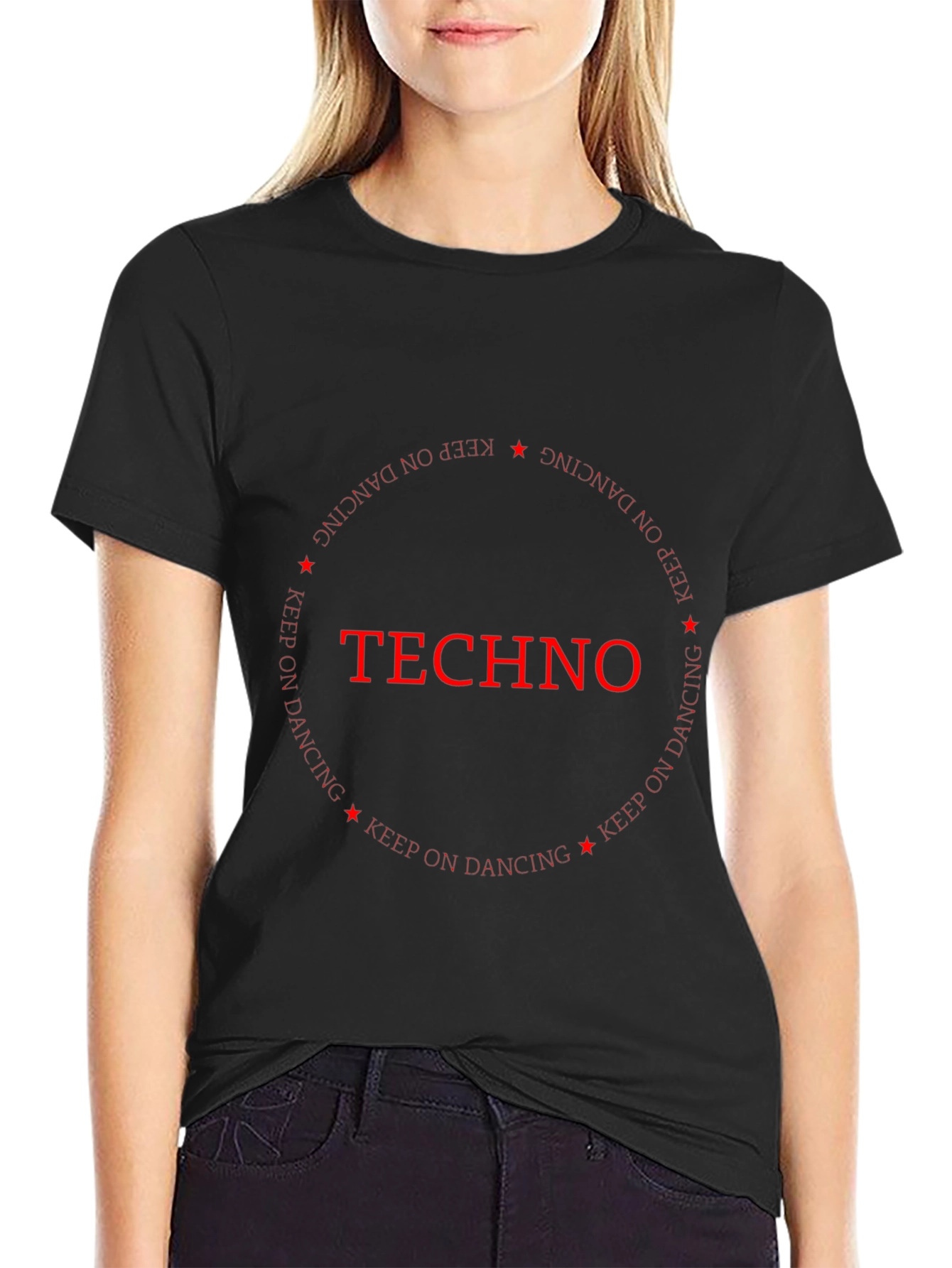 Techno Music Black T-Shirt Keep on Dancing Design