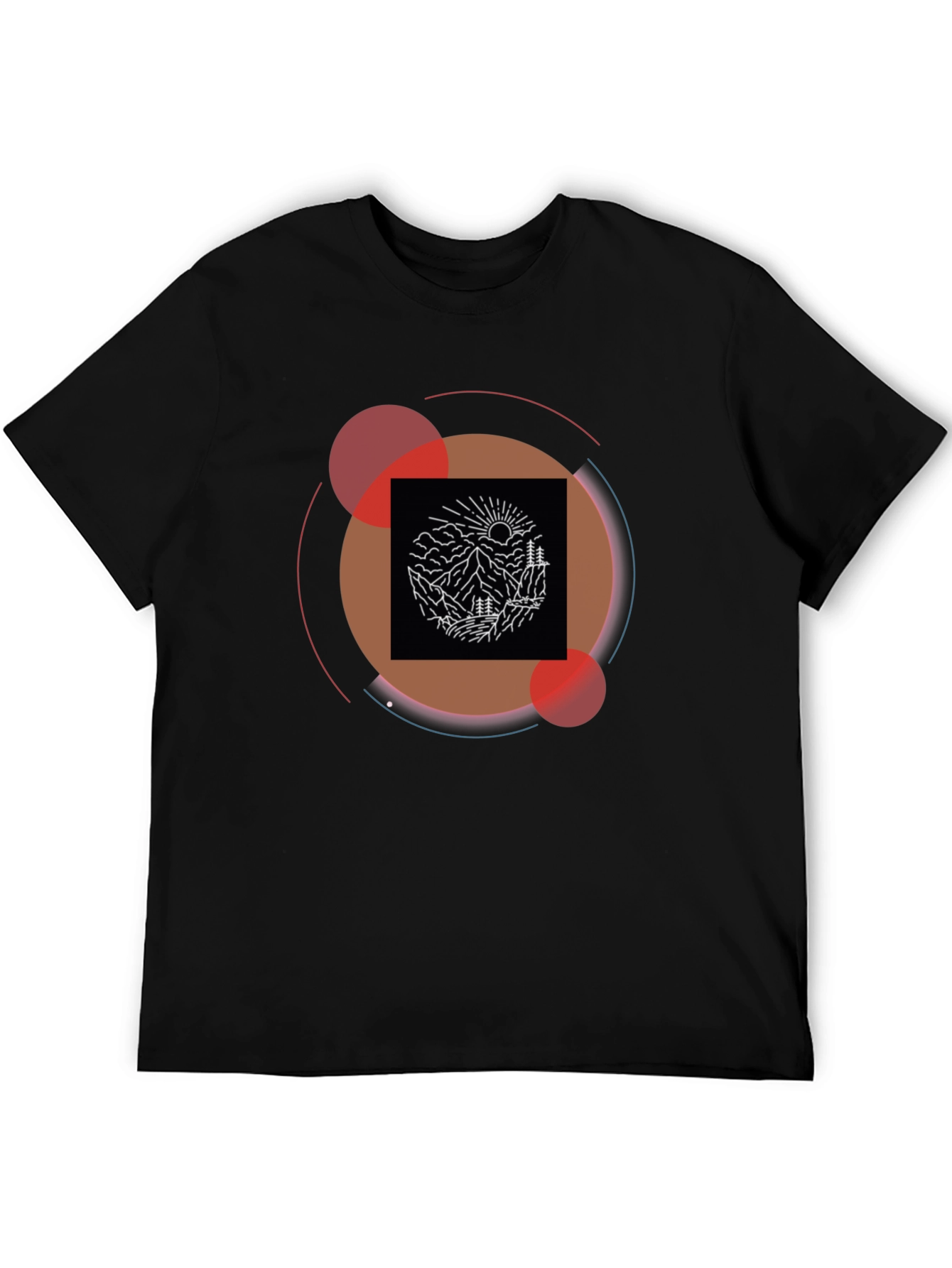 Mountain Graphic Black Tee | Modern Geometric Design