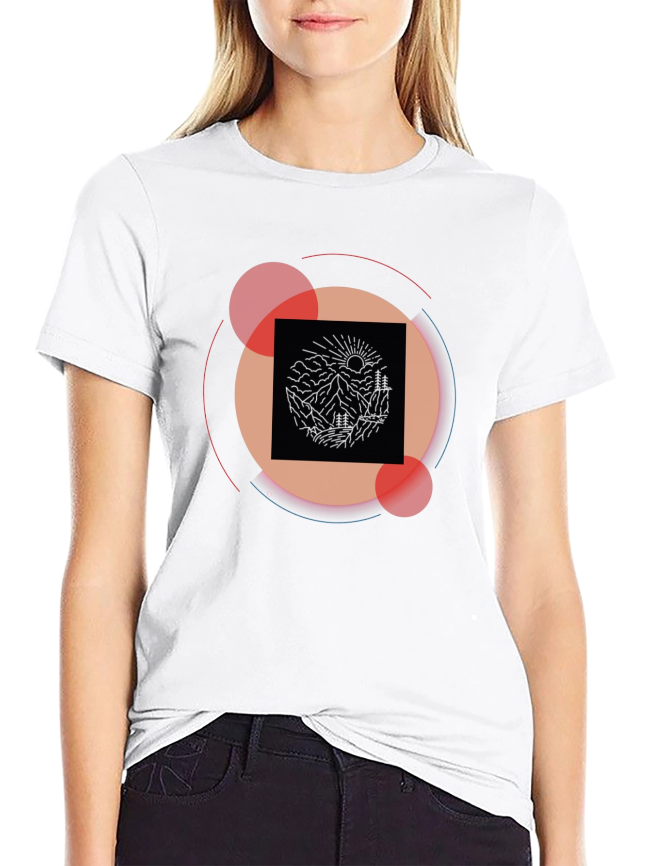 Mountain Graphic Black Tee | Modern Geometric Design