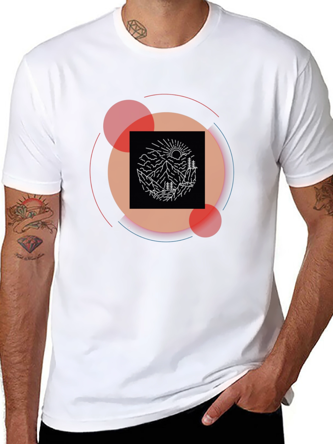Mountain Graphic Black Tee | Modern Geometric Design