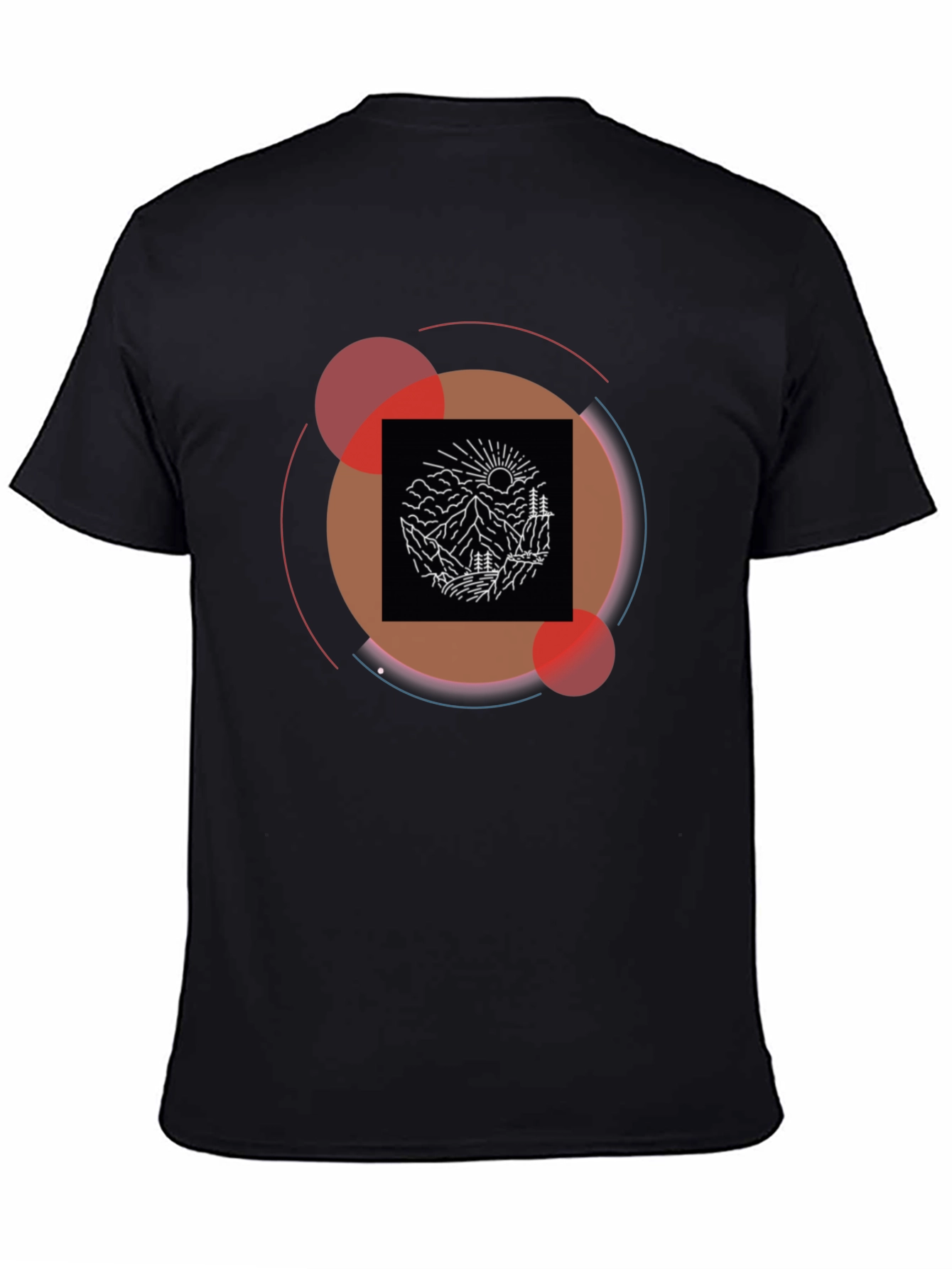 Mountain Graphic Black Tee | Modern Geometric Design