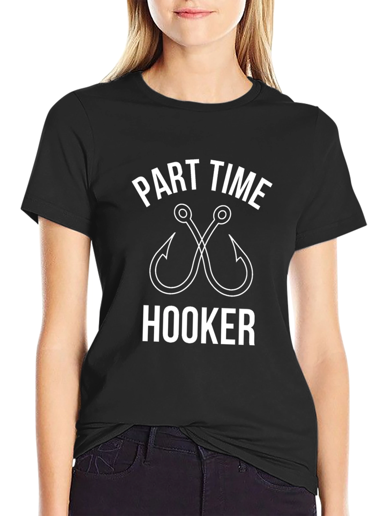 Part Time Hooker Fishing T-Shirt Black Novelty Tee
