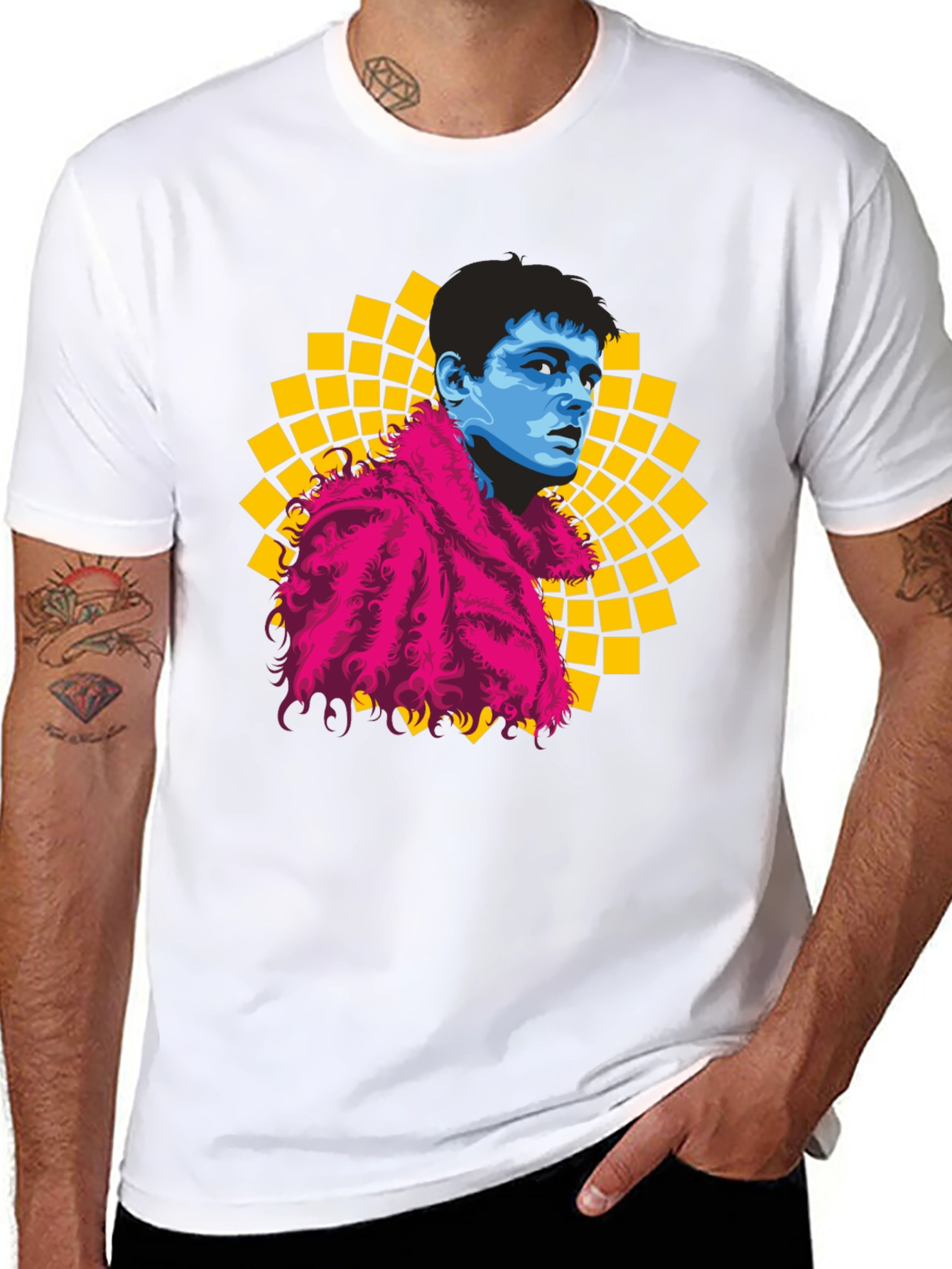 Retro Pop Art Graphic Tee - Mens Black T-Shirt