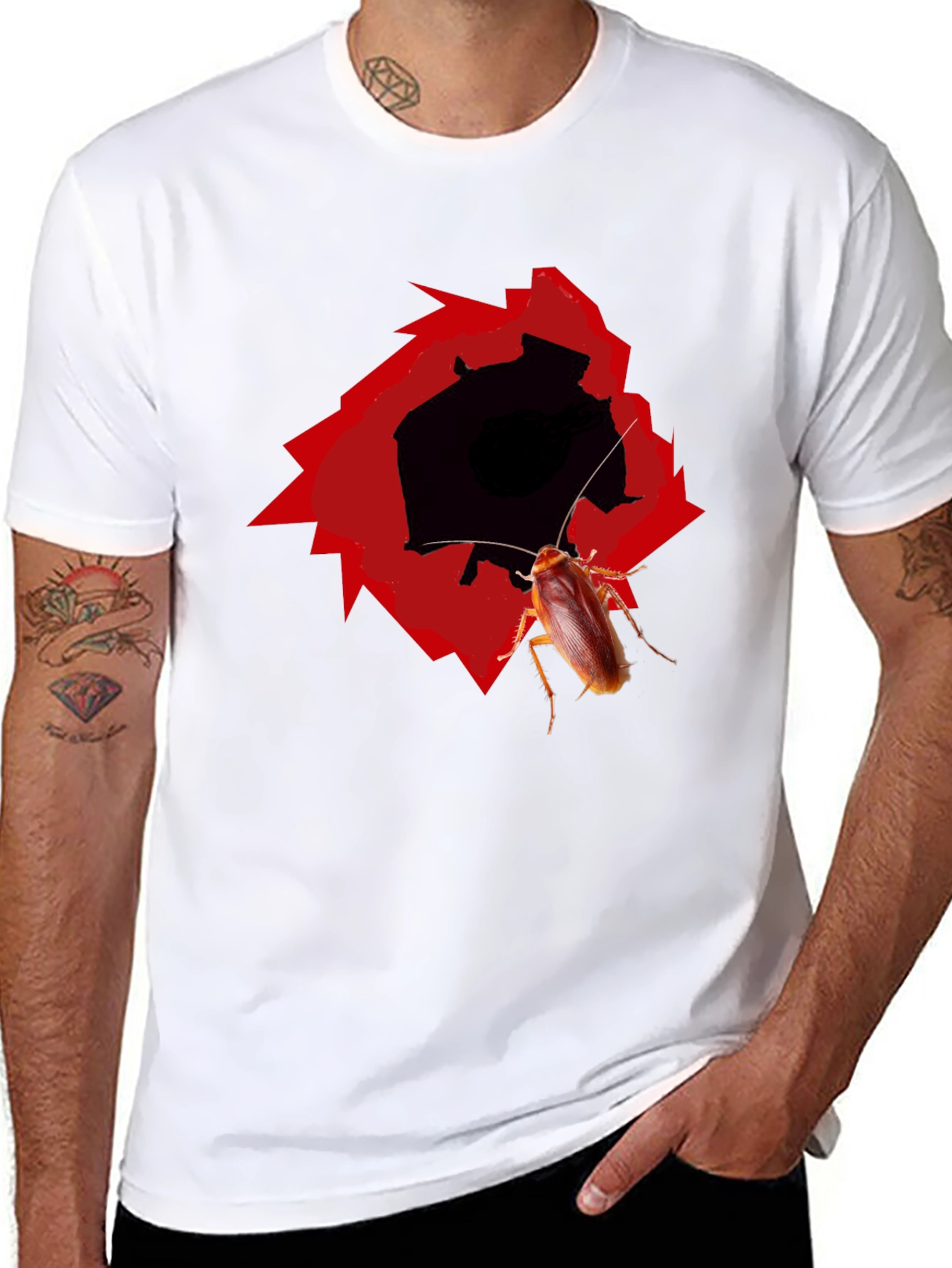 Novelty Cockroach Graphic T-Shirt